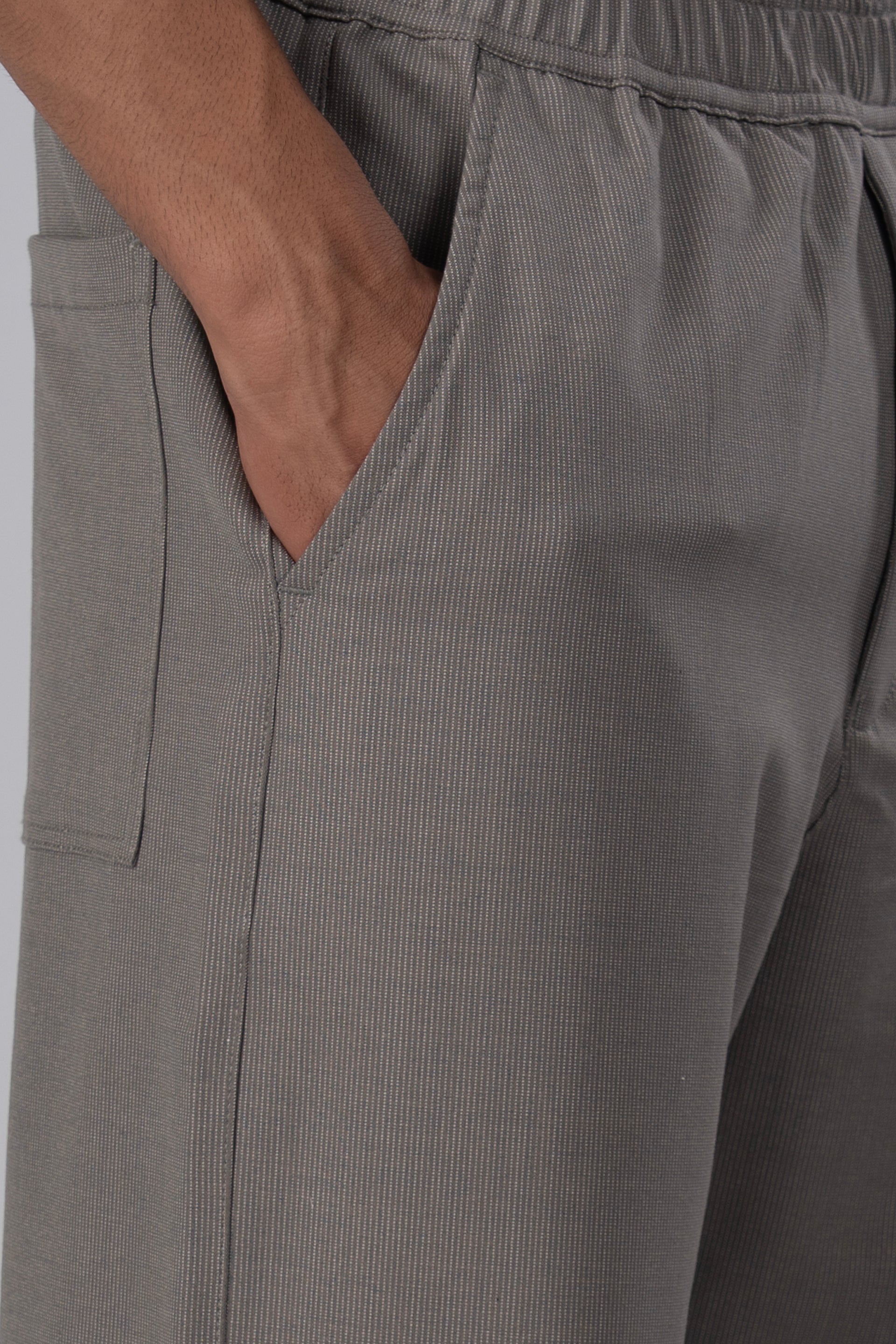 Easy Iron Striped Flexiwaist Relaxed Trouser In Beige