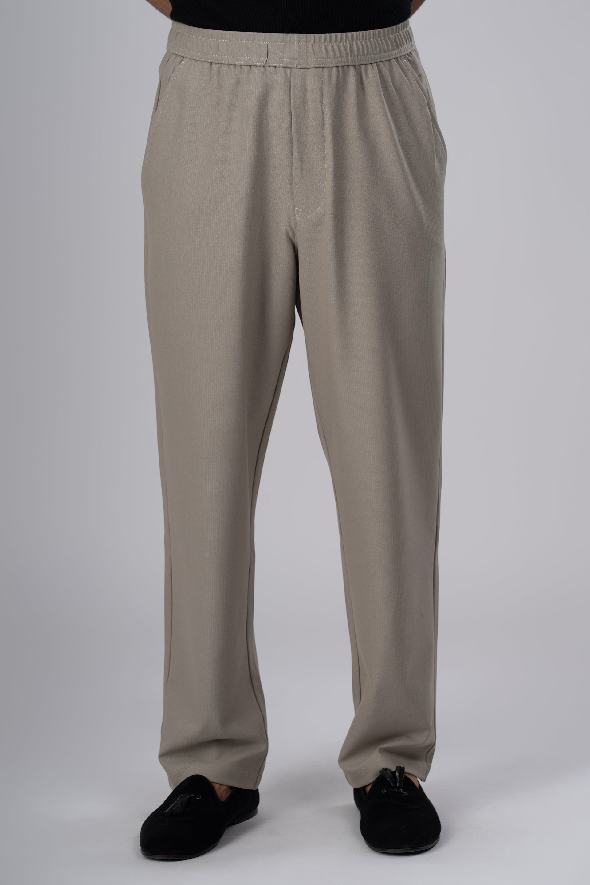 Easy Iron Flexiwaist Relaxed Trouser In Beige