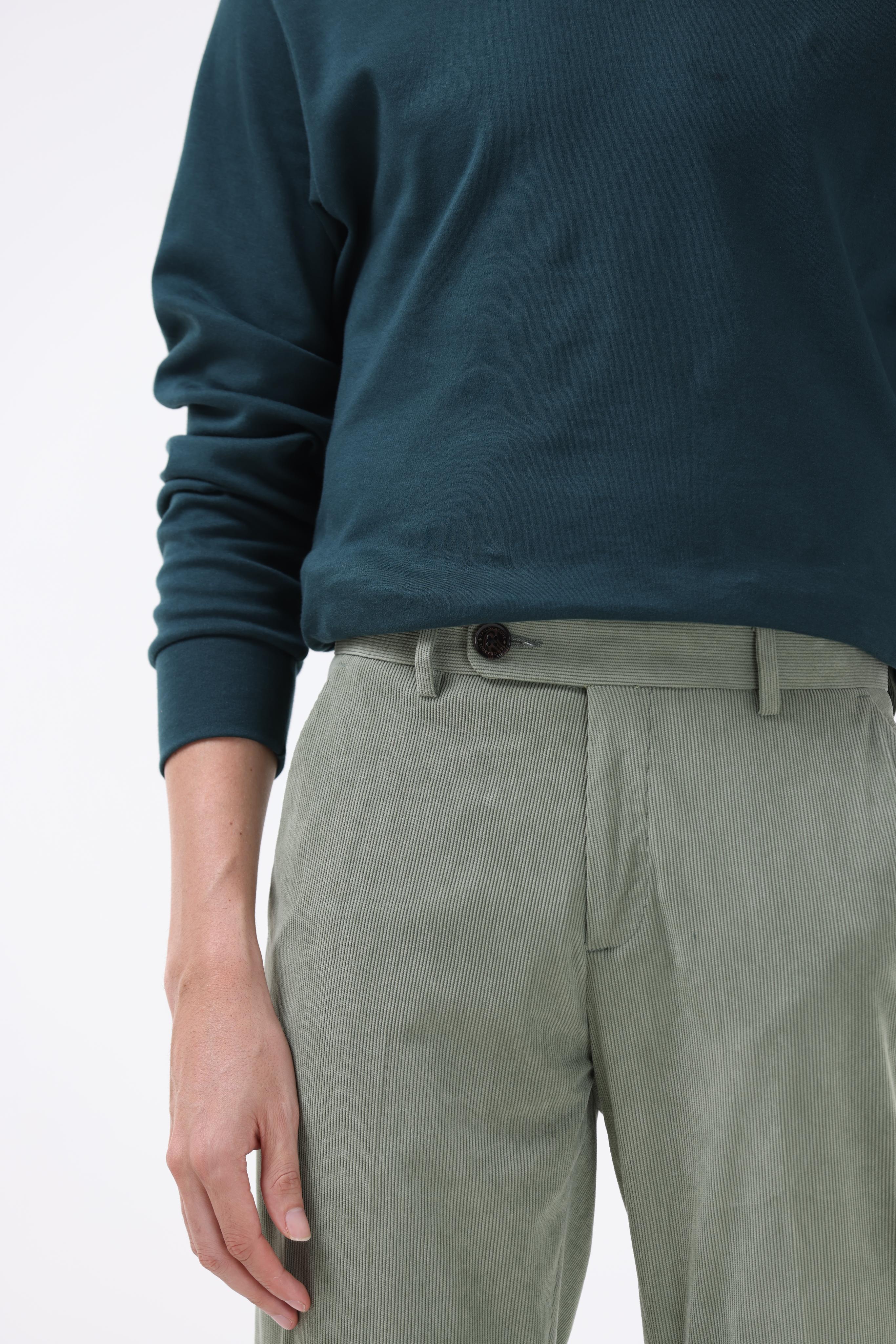 Statement Corduroy Trouser In Light Olive