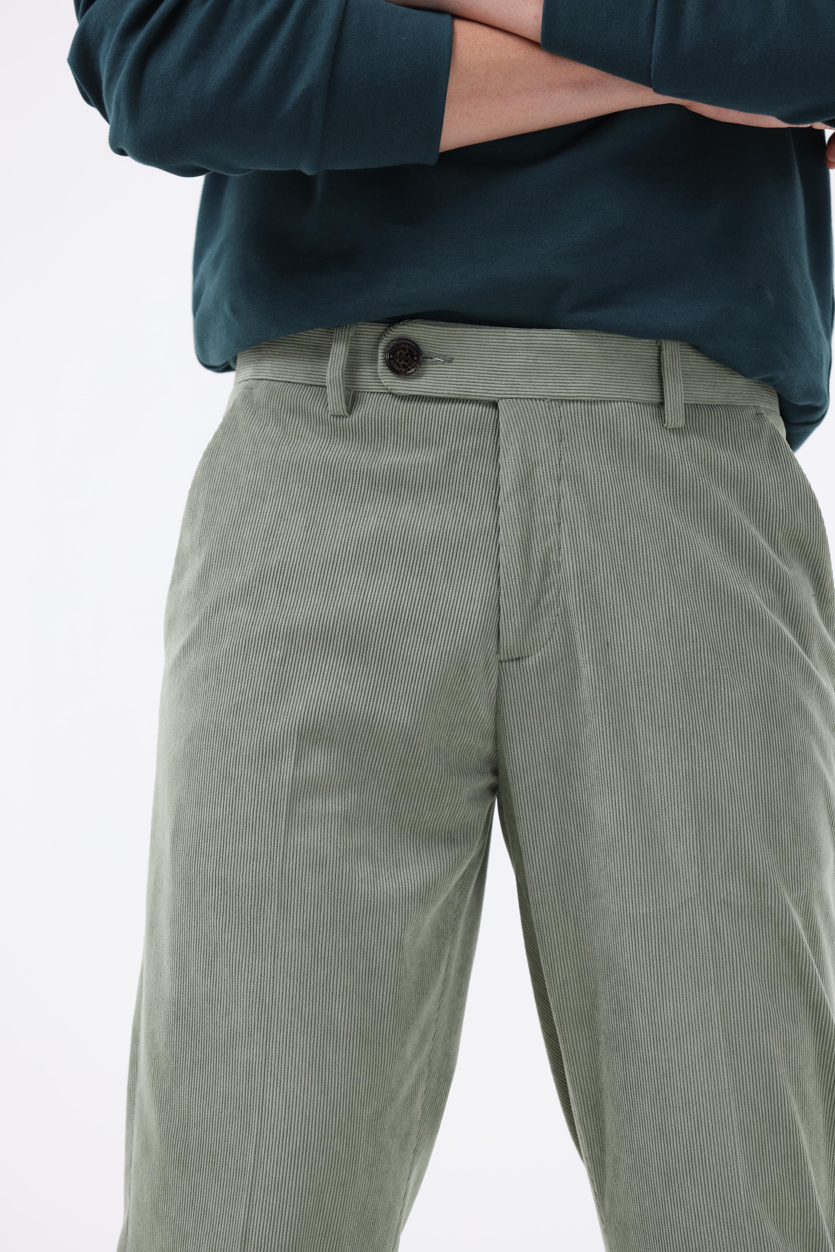 Statement Corduroy Trouser In Light Olive