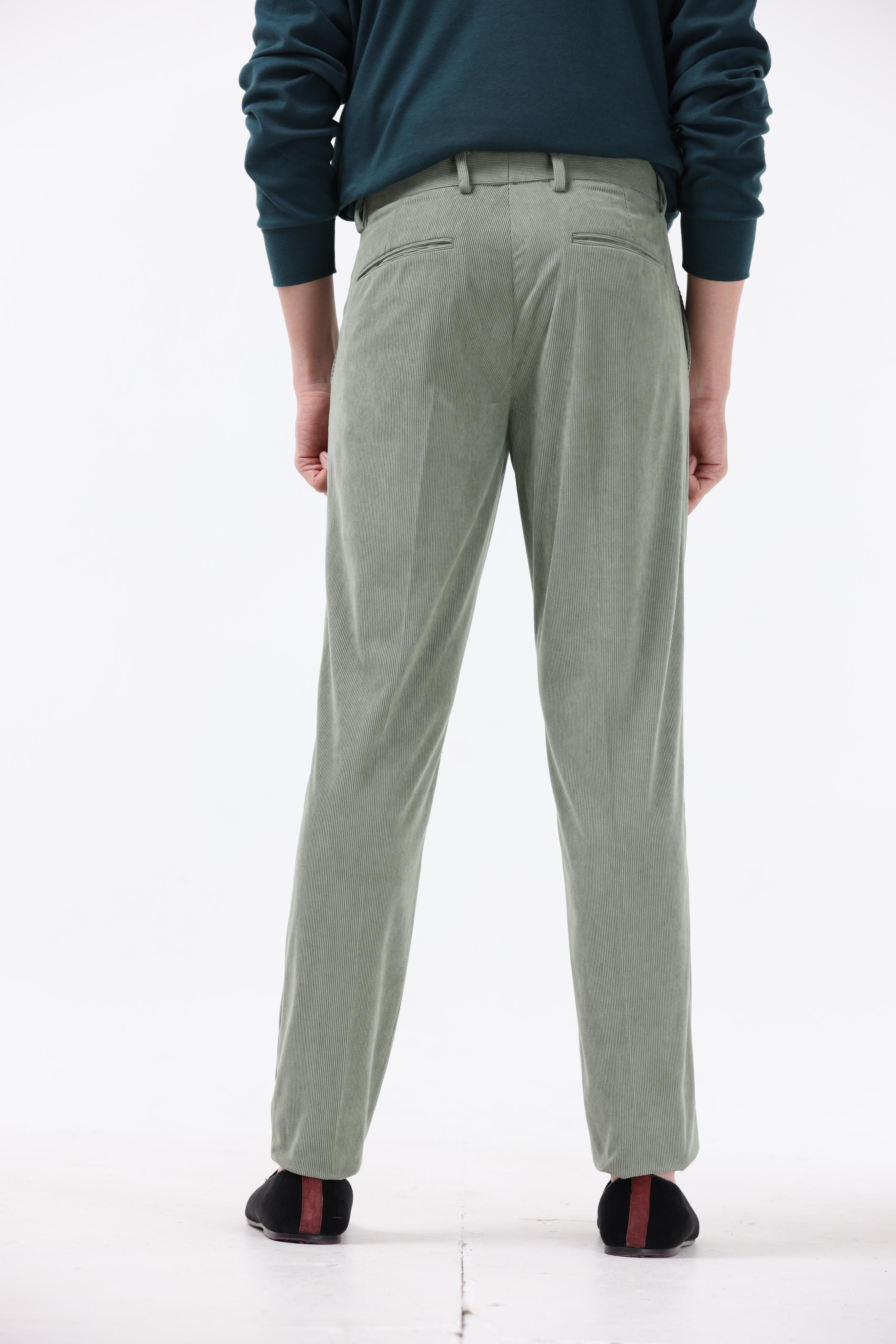 Statement Corduroy Trouser In Light Olive