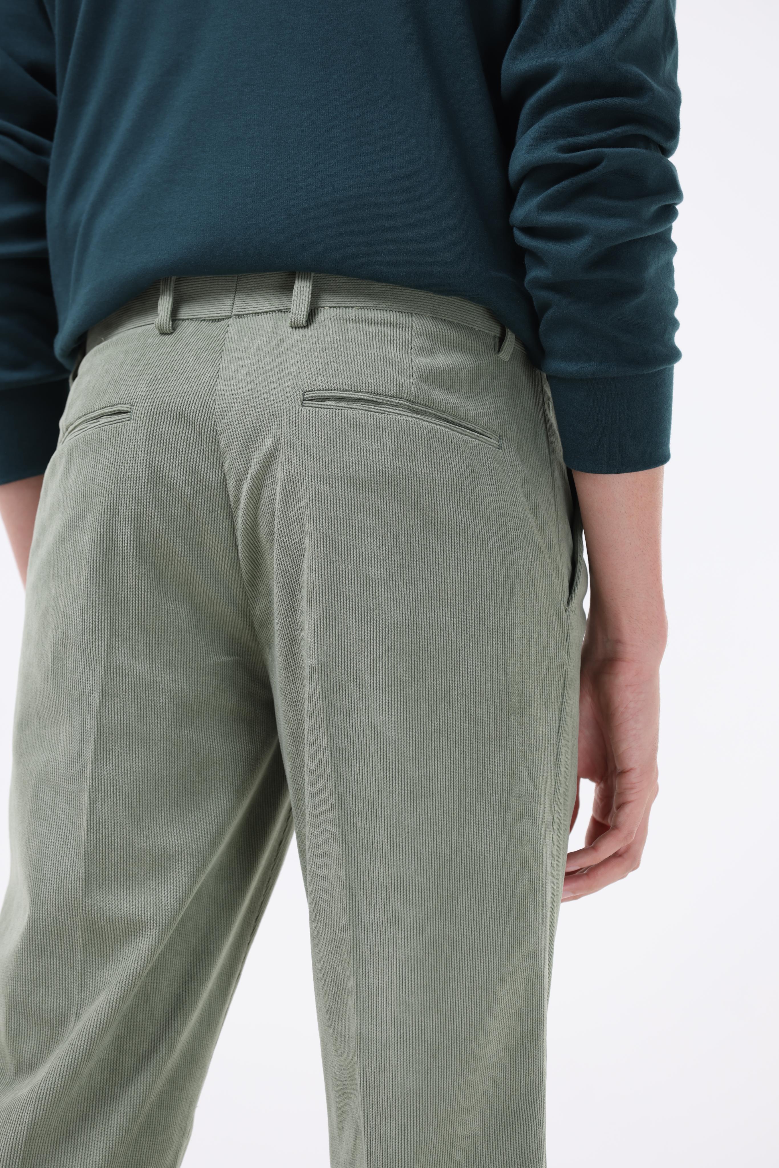 Statement Corduroy Trouser In Light Olive