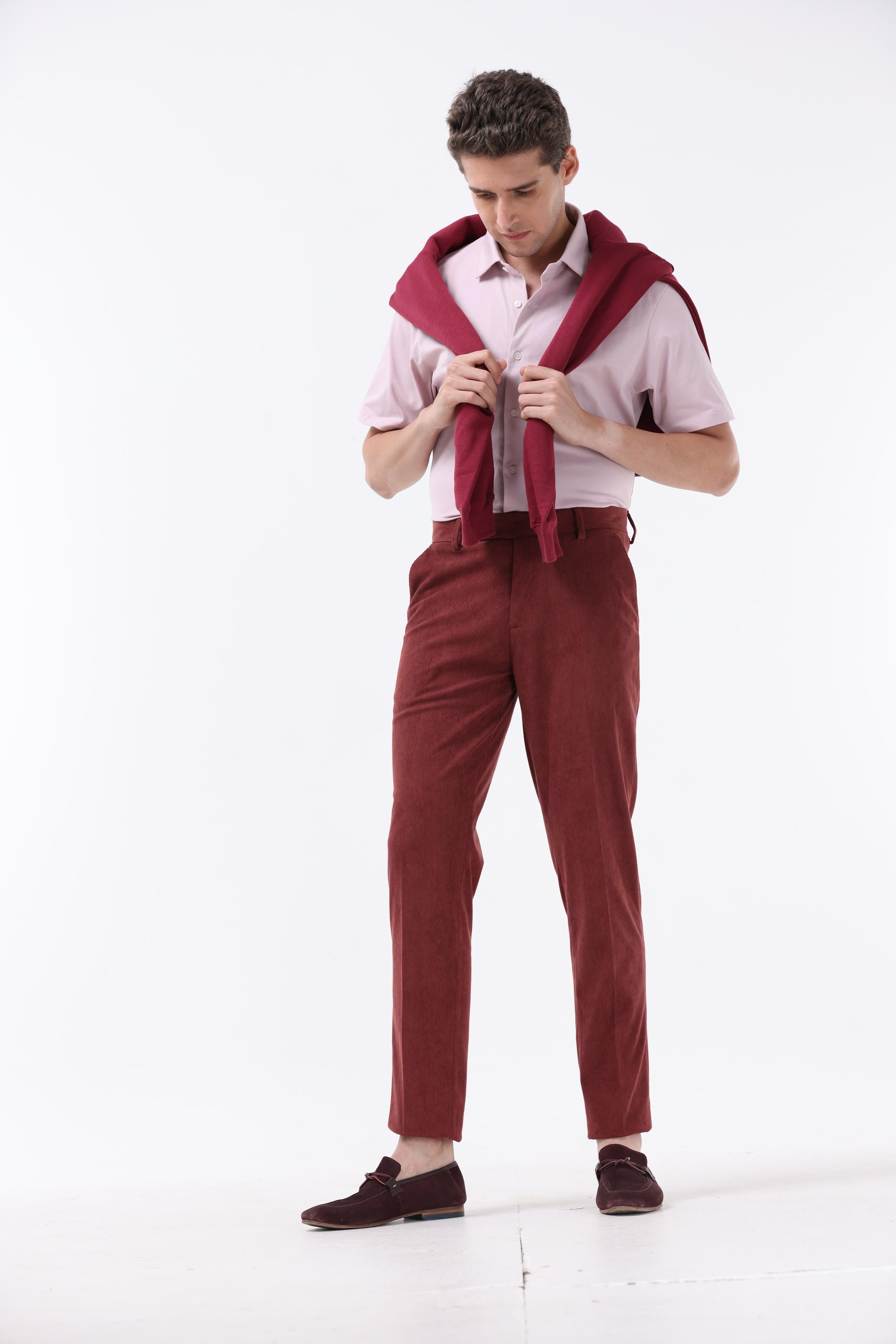 Statement Corduroy Trouser In Wine