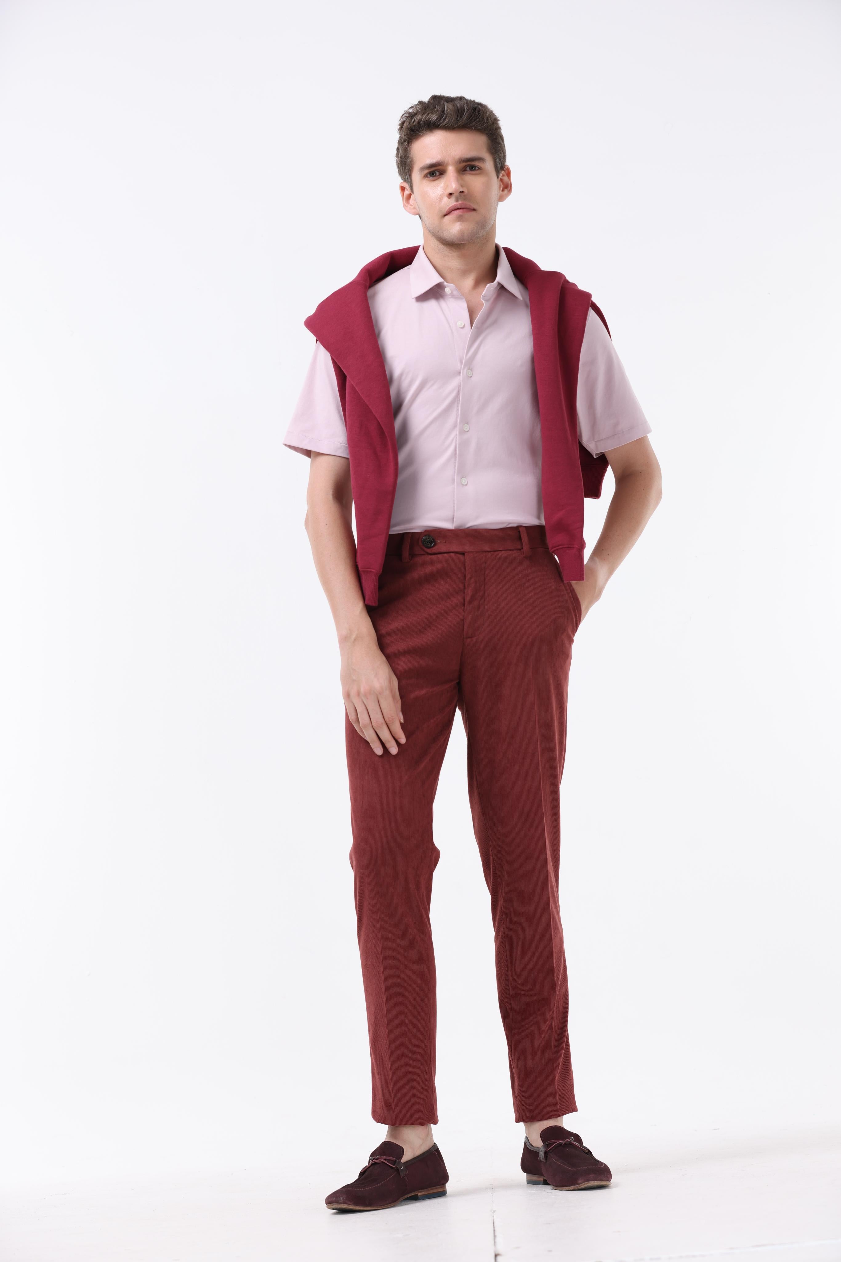 Statement Corduroy Trouser In Wine