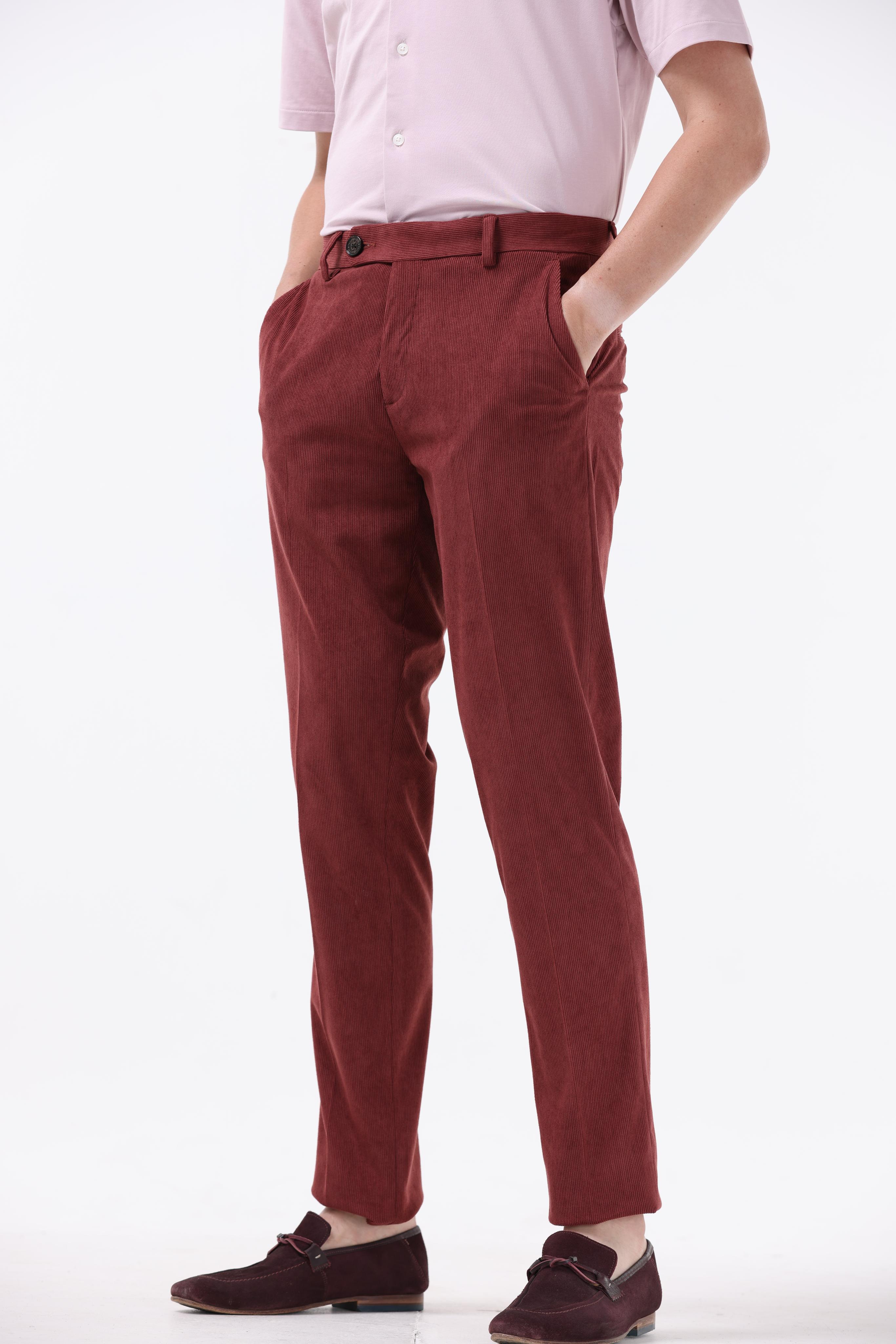 Statement Corduroy Trouser In Wine
