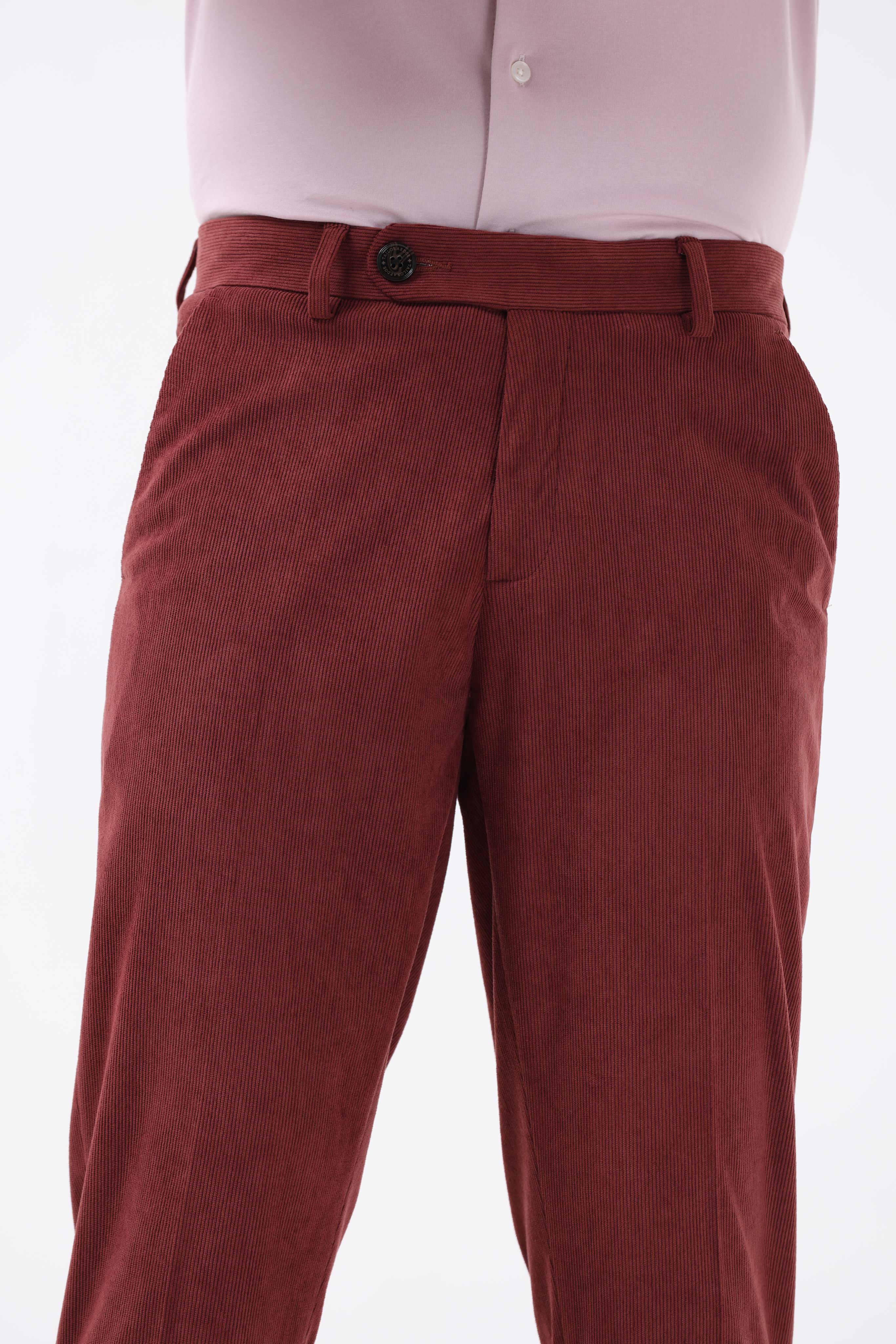 Statement Corduroy Trouser In Wine