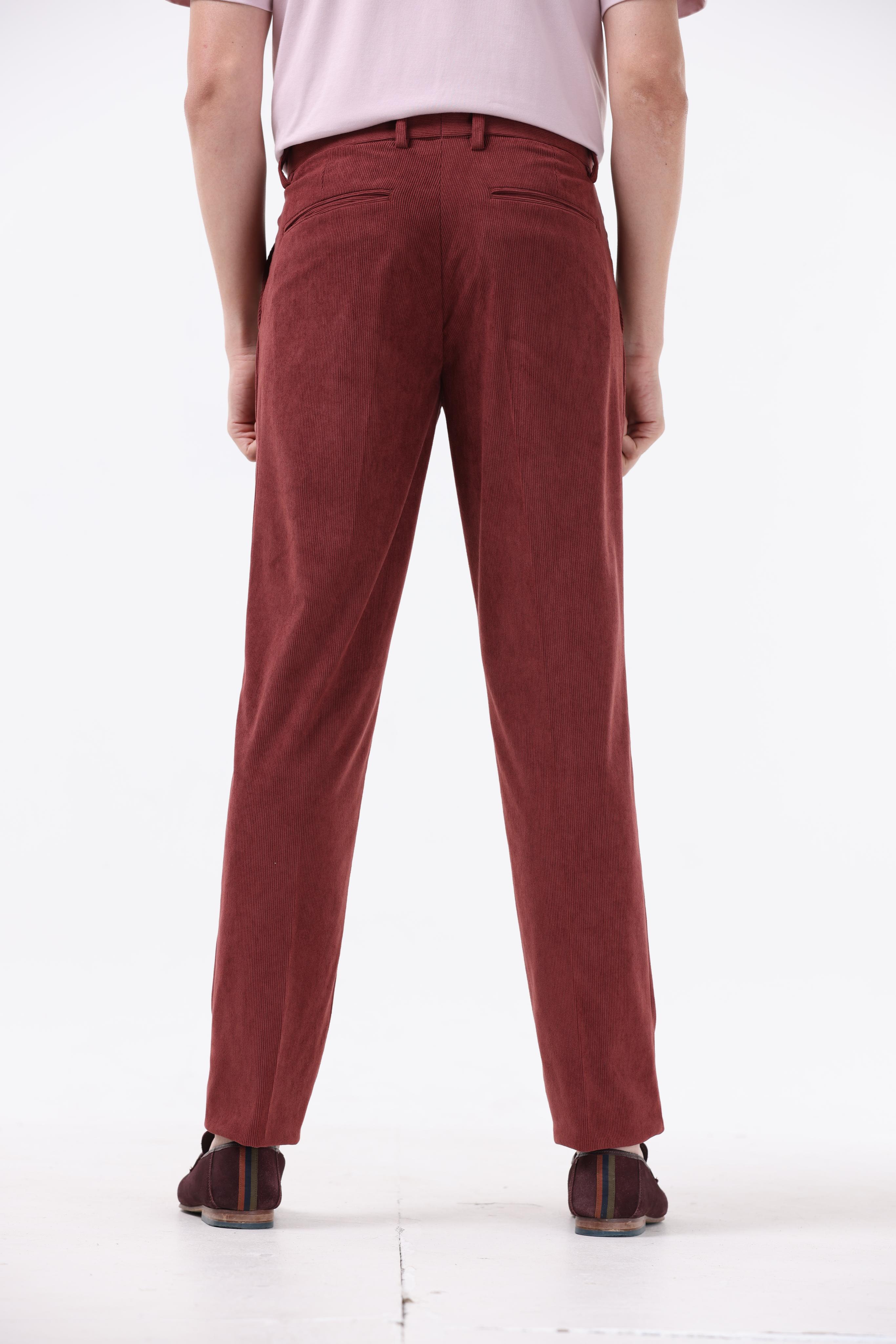 Statement Corduroy Trouser In Wine