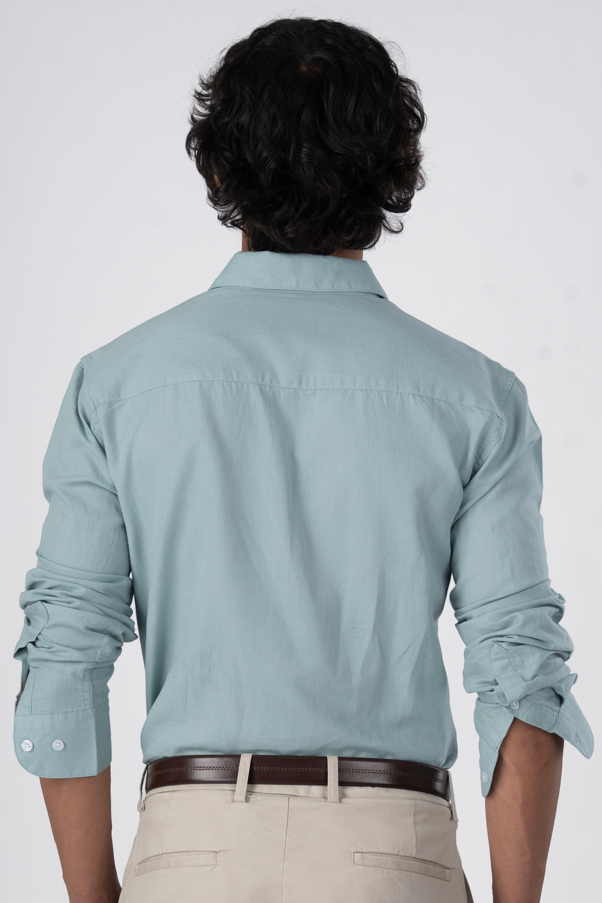 Classic Fused Linen Shirt In Green