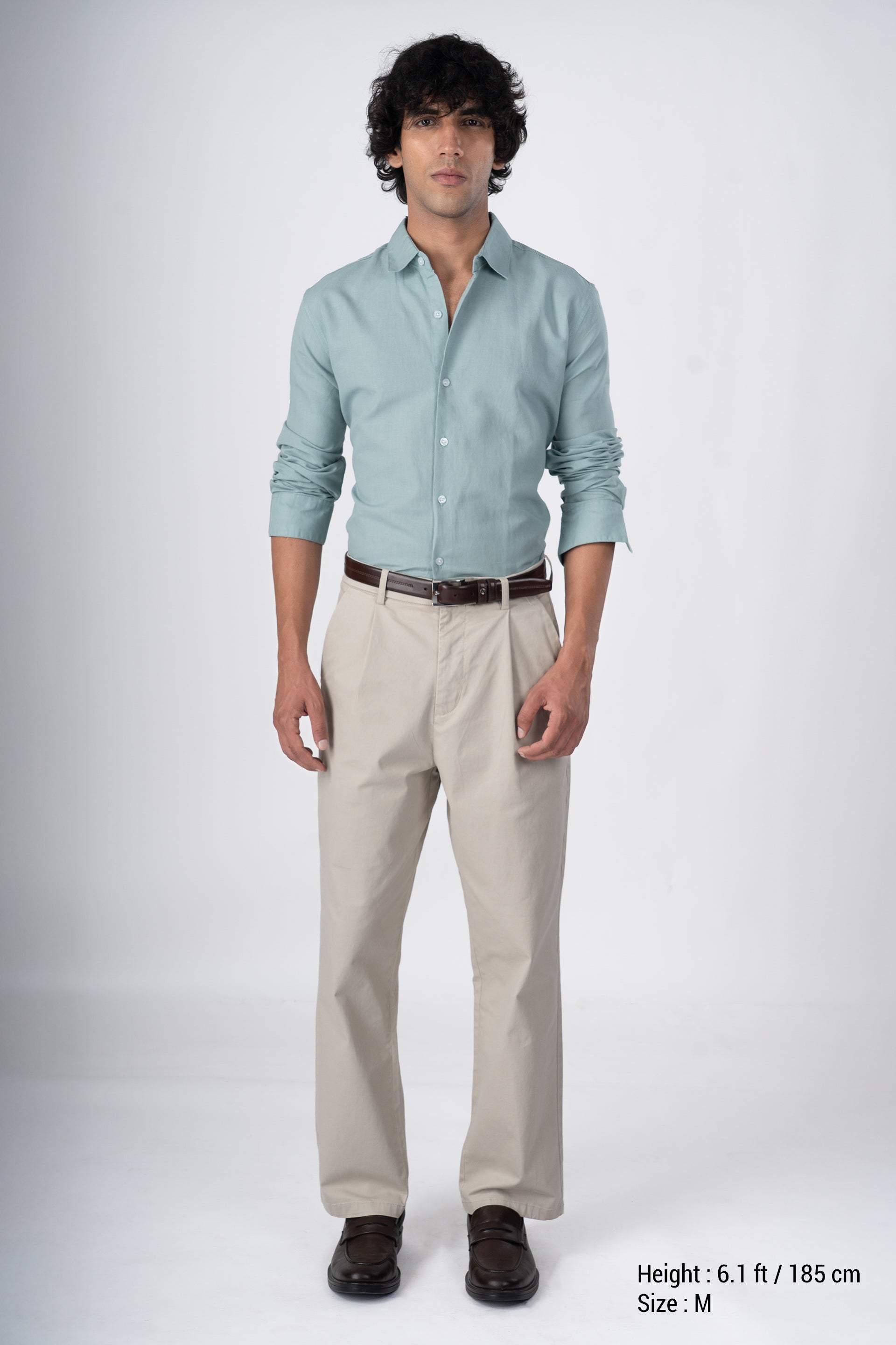 Classic Fused Linen Shirt In Green