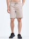 Soft Cotton Basic Shorts In Beige