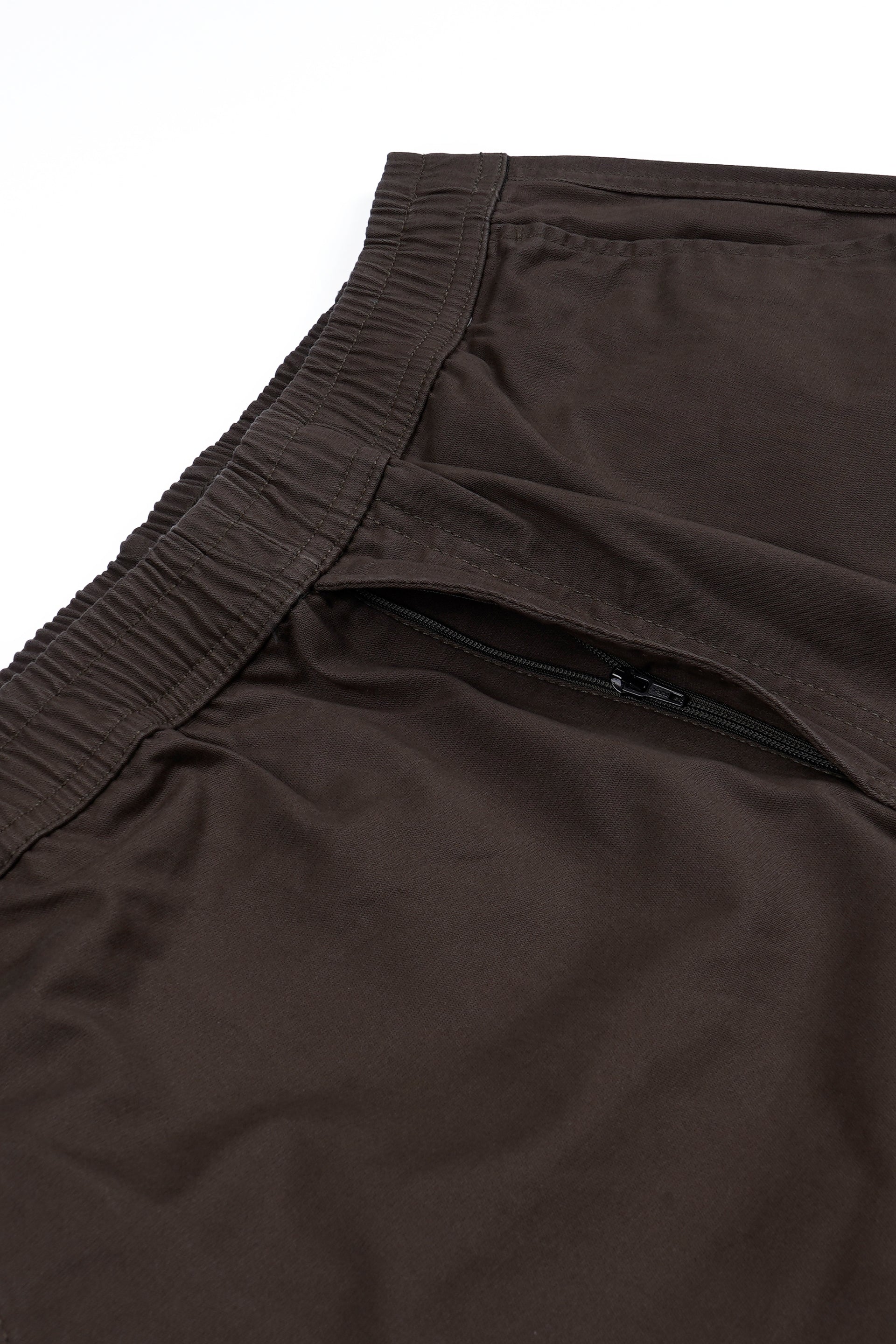 SOFT COTTON RELAXED FLEXIWAIST PANTS IN BROWN