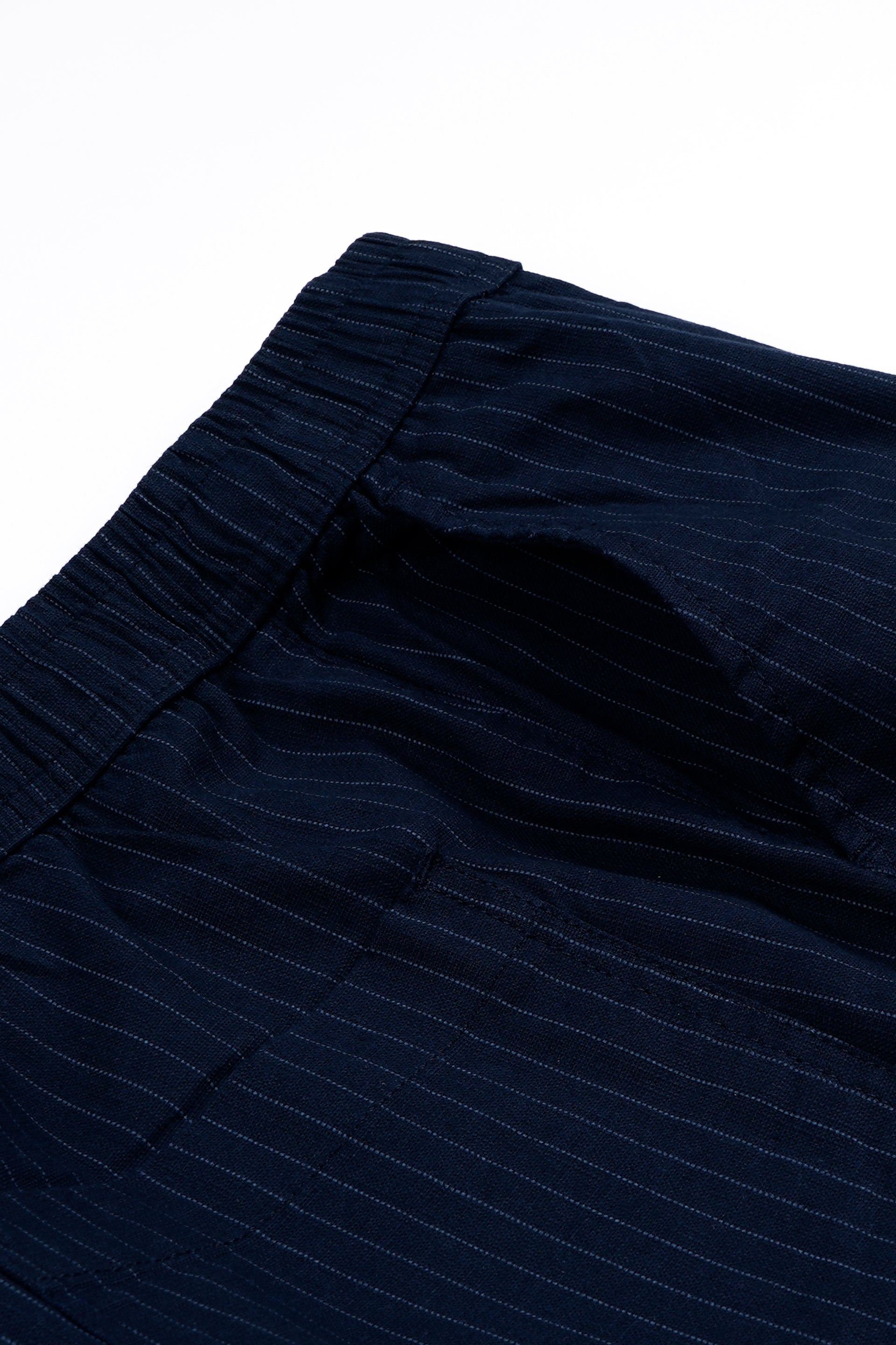RELAXED STRIPED COTTON PANTS IN BLUE