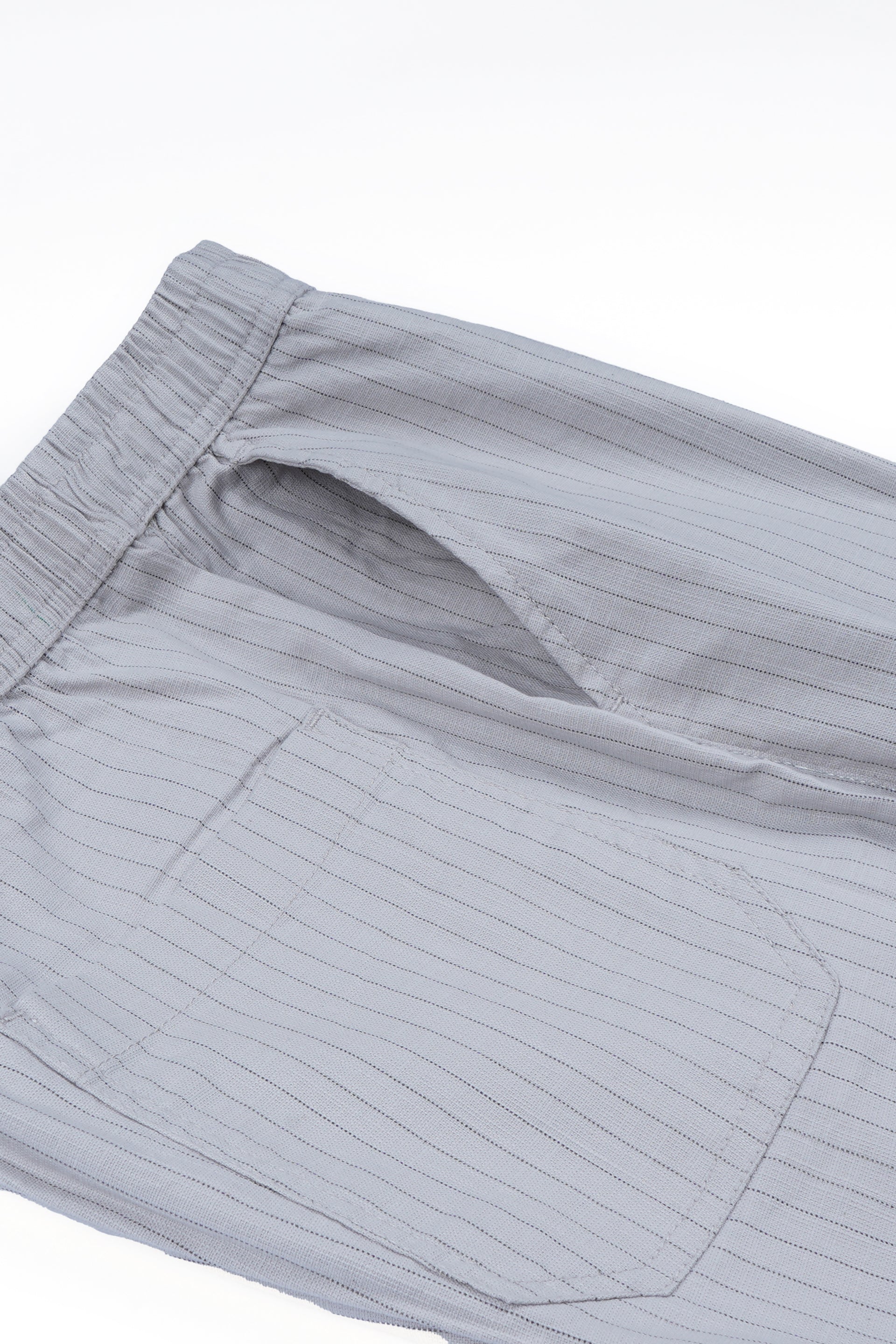 Relaxed Striped Cotton Pant In Grey