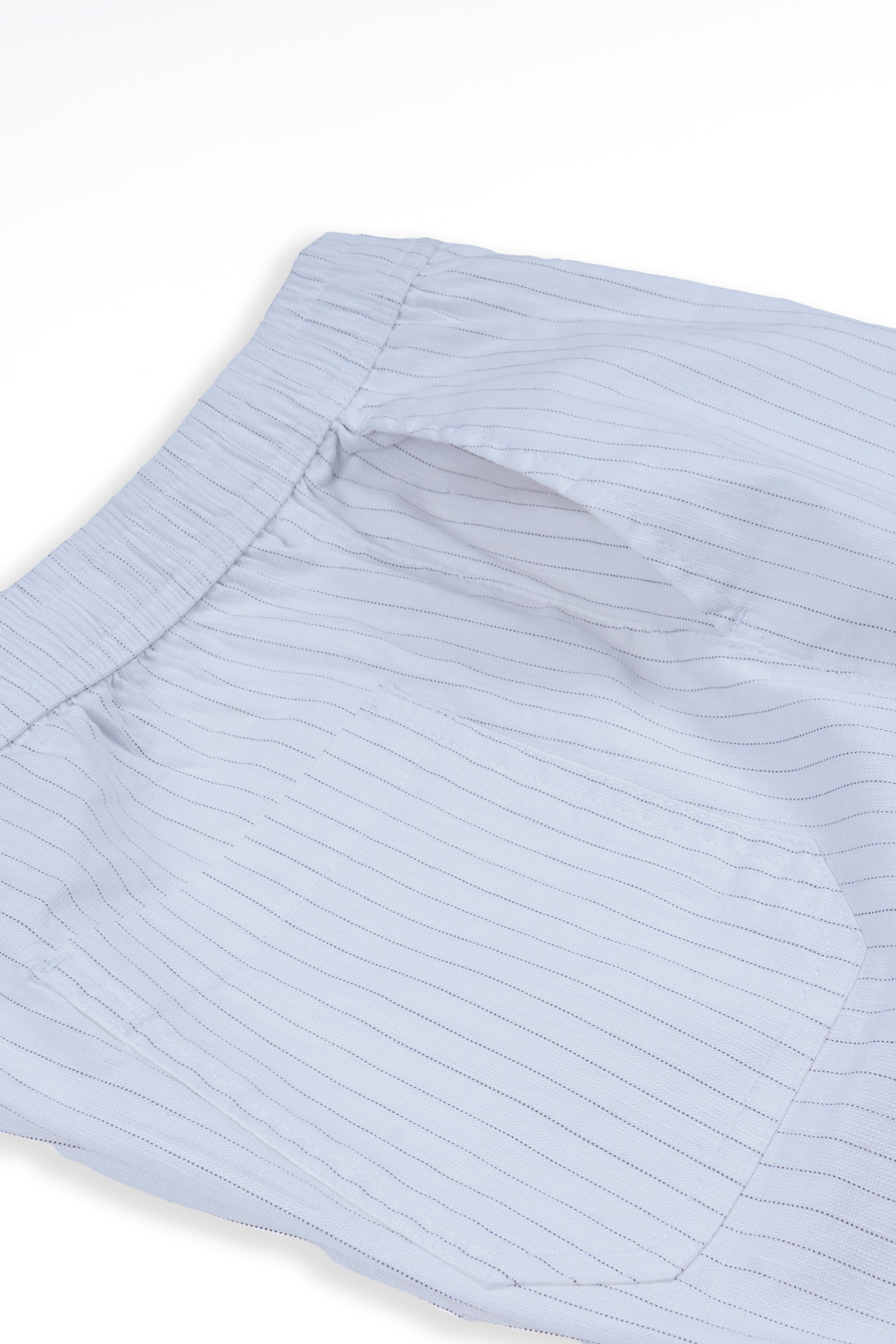 RELAXED STRIPED COTTON PANTS IN WHITE