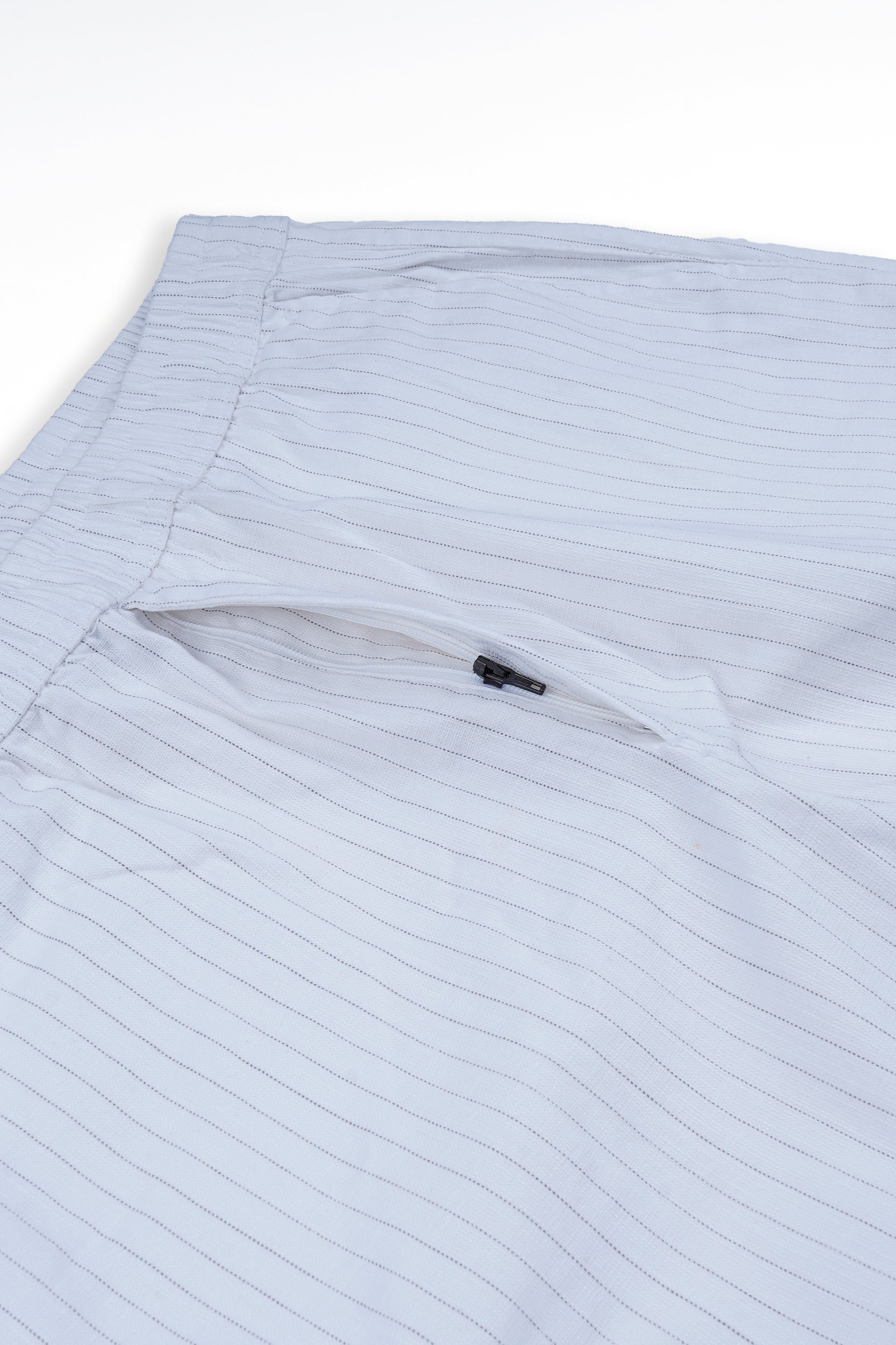 RELAXED STRIPED COTTON PANTS IN WHITE