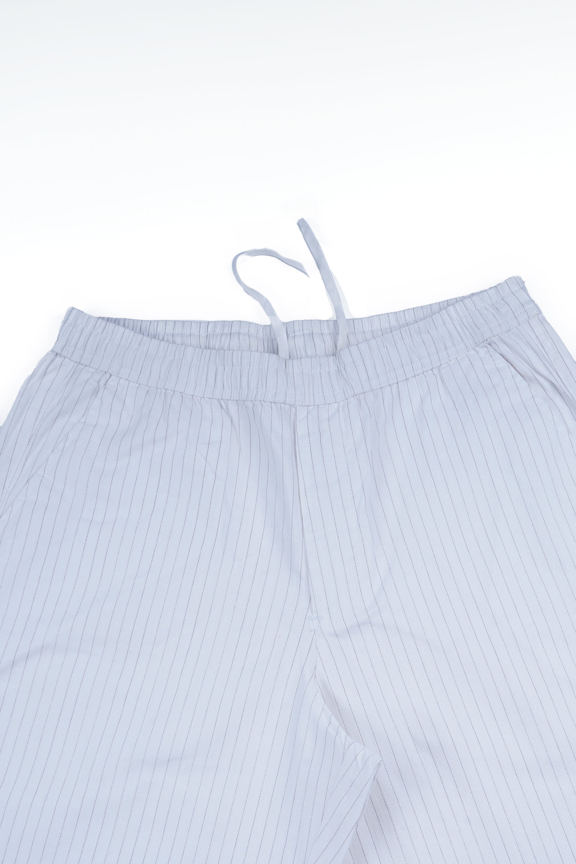 RELAXED STRIPED COTTON PANTS IN WHITE