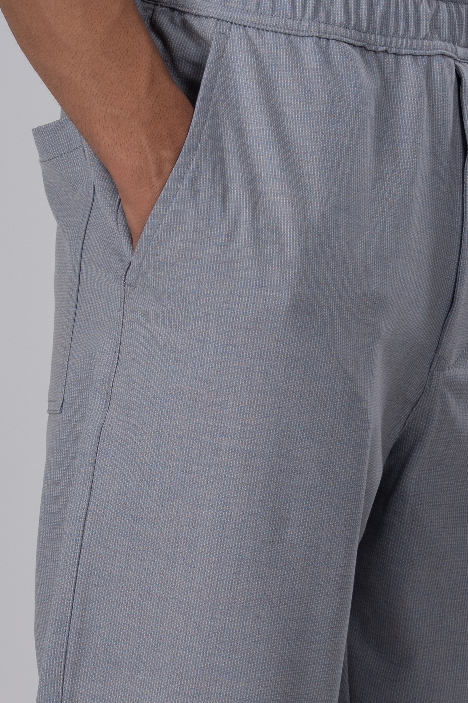 Easy Iron Striped Flexiwaist Relaxed Trouser In Light Blue