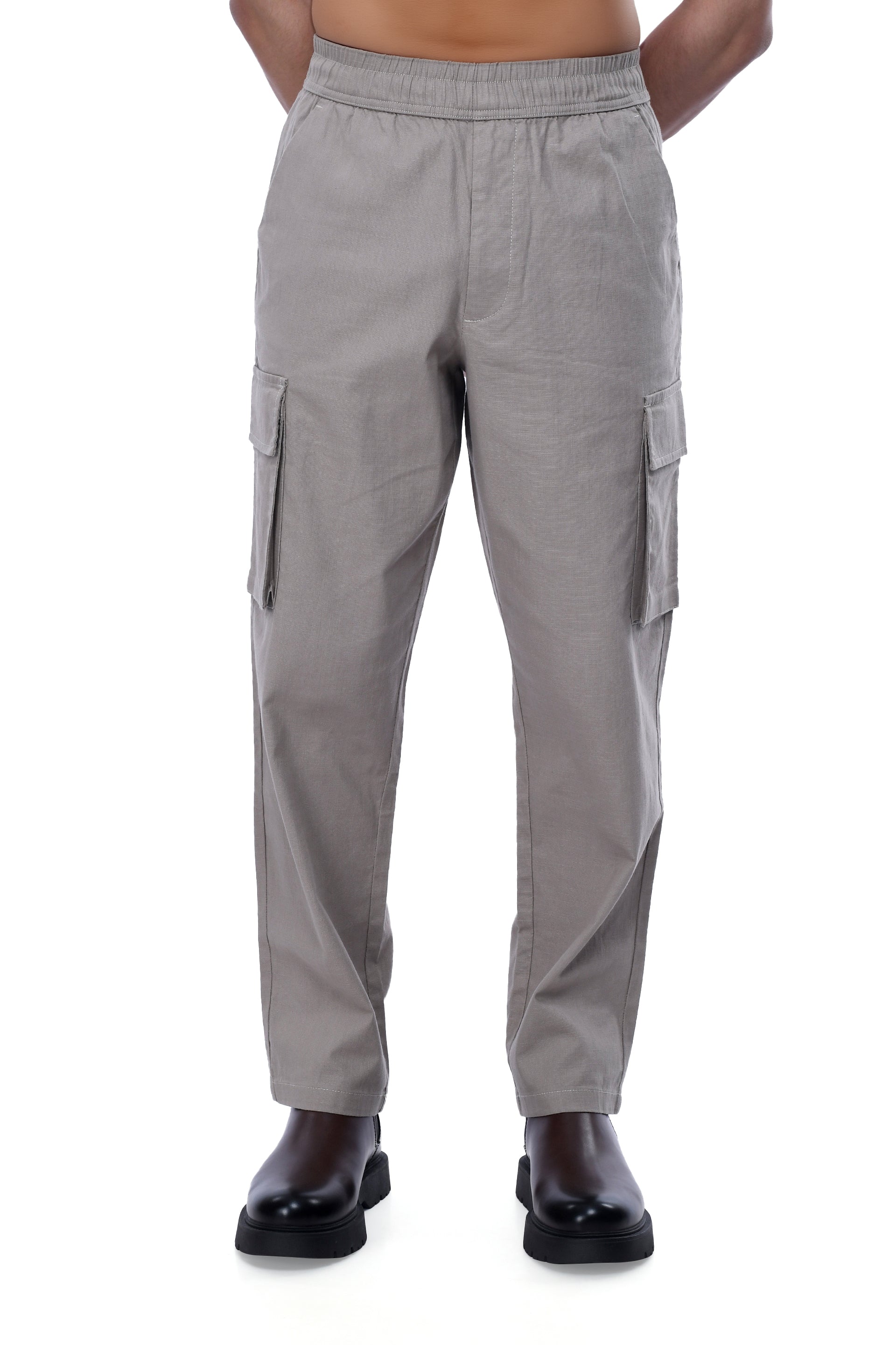 TEXTURED RELAXED FLEXIWAIST CARGO IN BEIGE