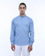 Easy Iron Textured Mandarin Shirt In Blue