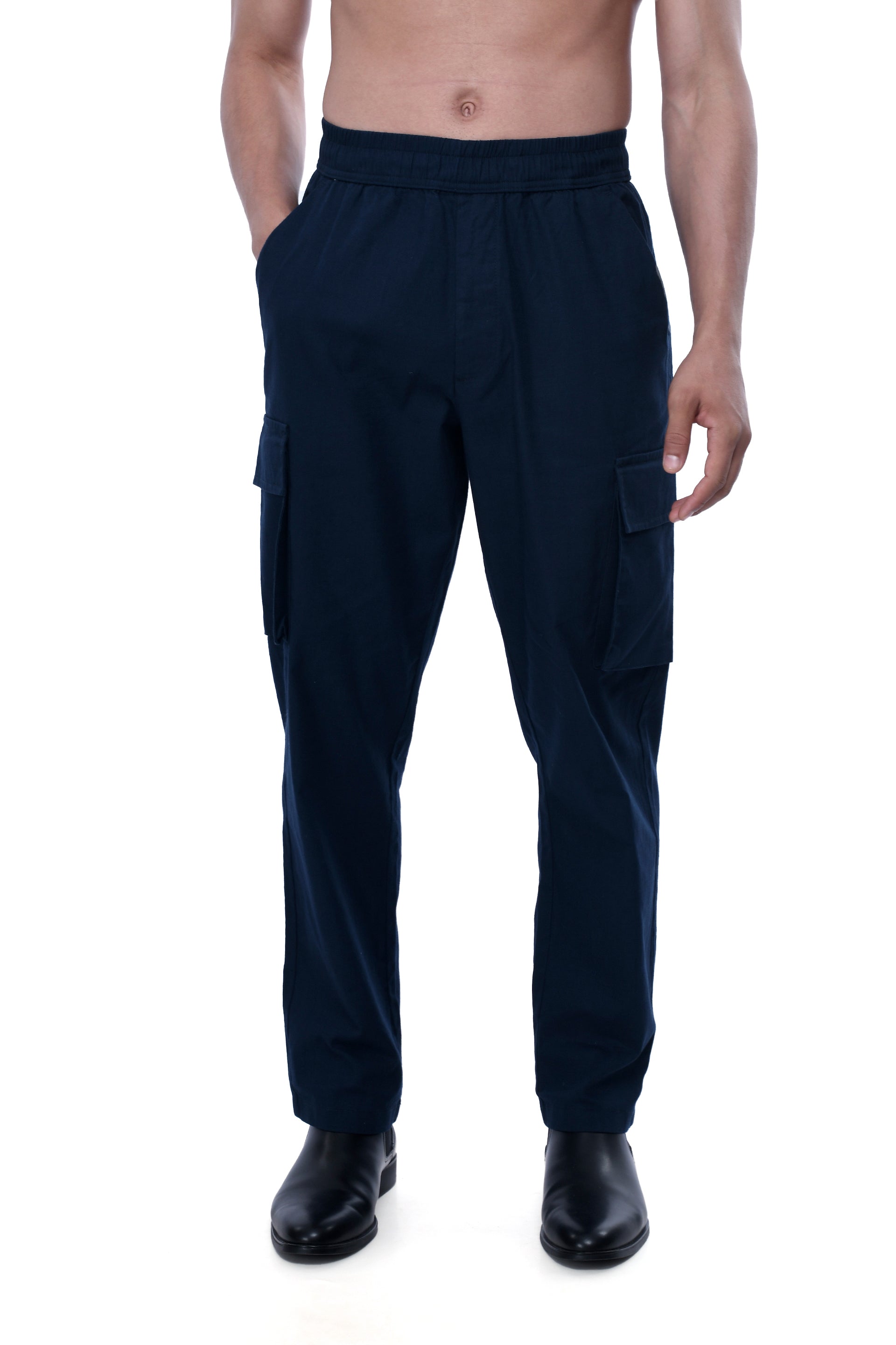 TEXTURED RELAXED FLEXIWAIST CARGO IN BLUE