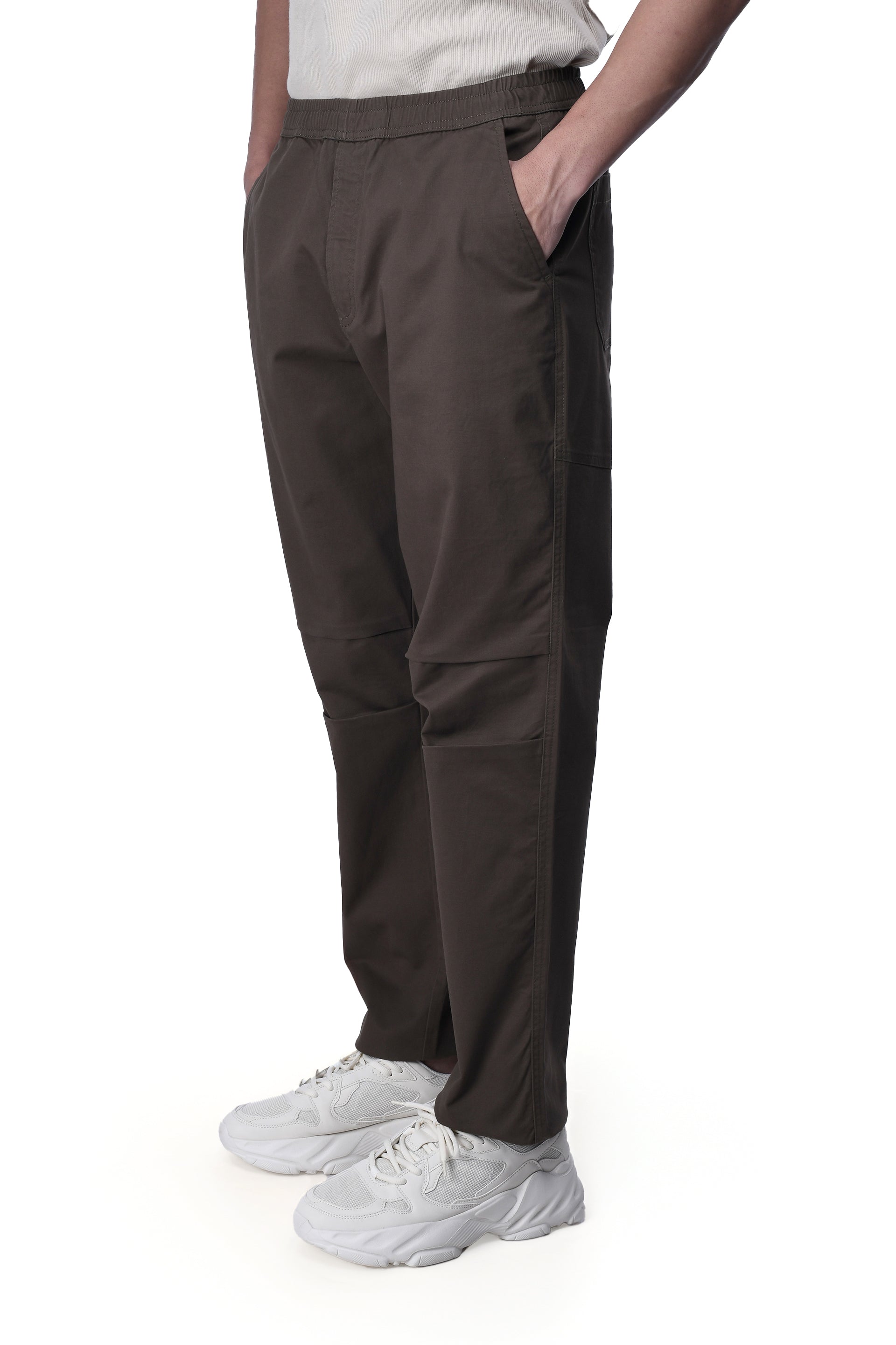 SOFT COTTON RELAXED FLEXIWAIST PANTS IN BROWN