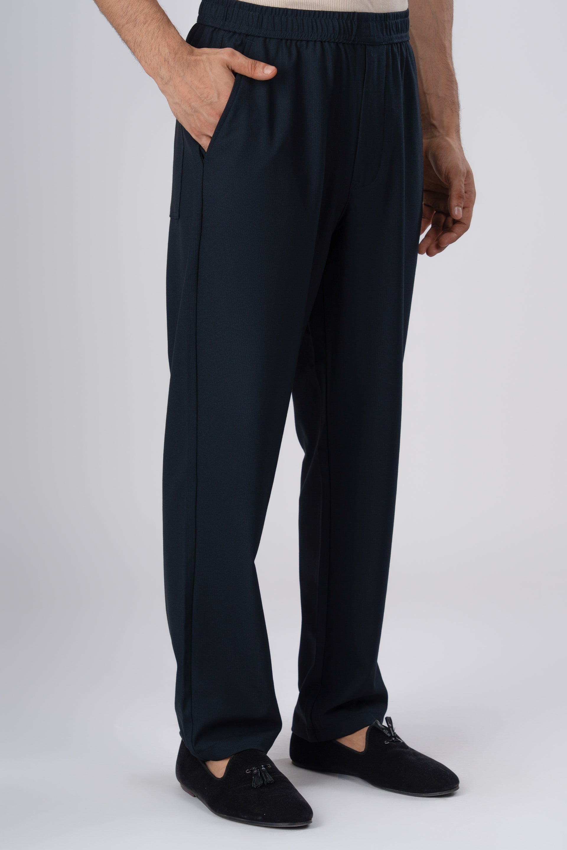 Easy Iron Flexiwaist Relaxed Trouser In Blue