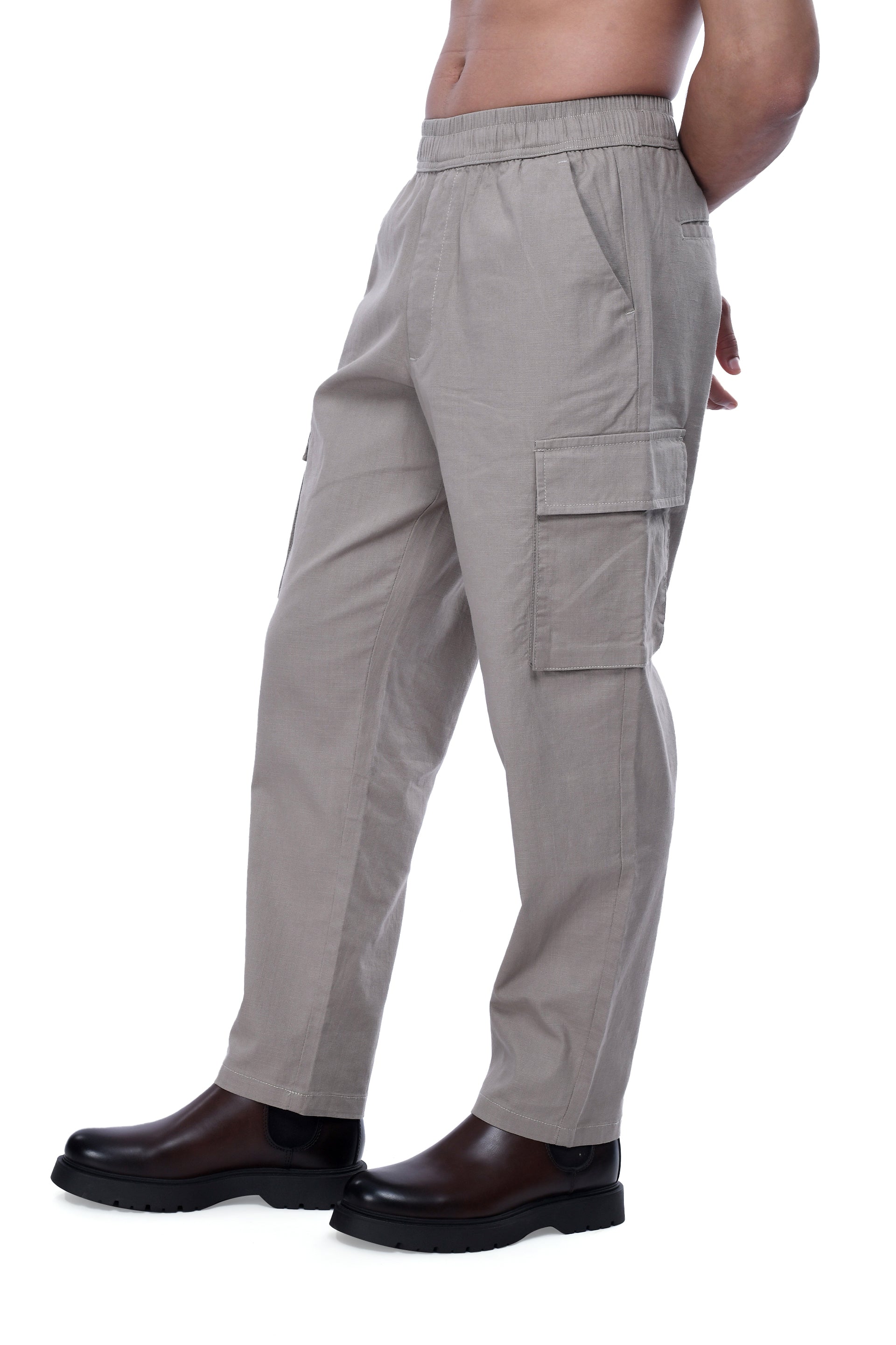 TEXTURED RELAXED FLEXIWAIST CARGO IN BEIGE