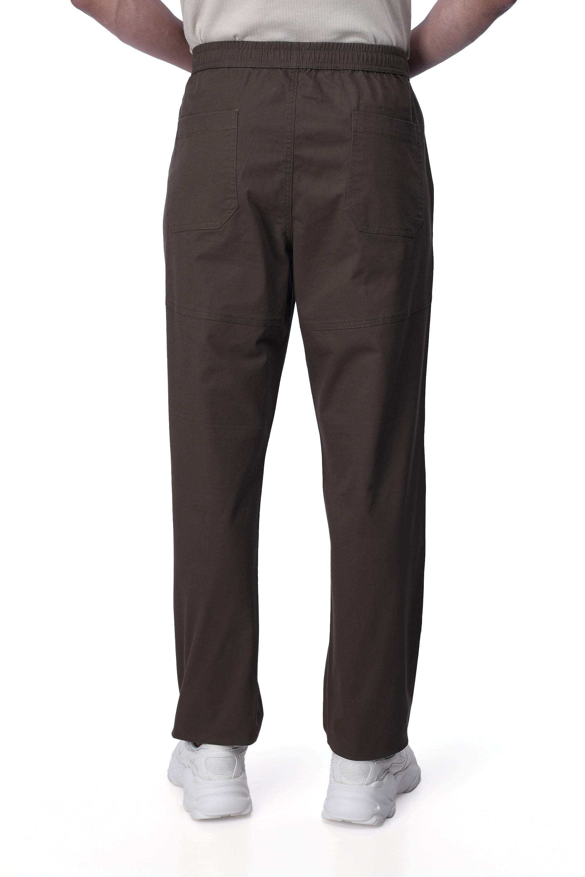 SOFT COTTON RELAXED FLEXIWAIST PANTS IN BROWN