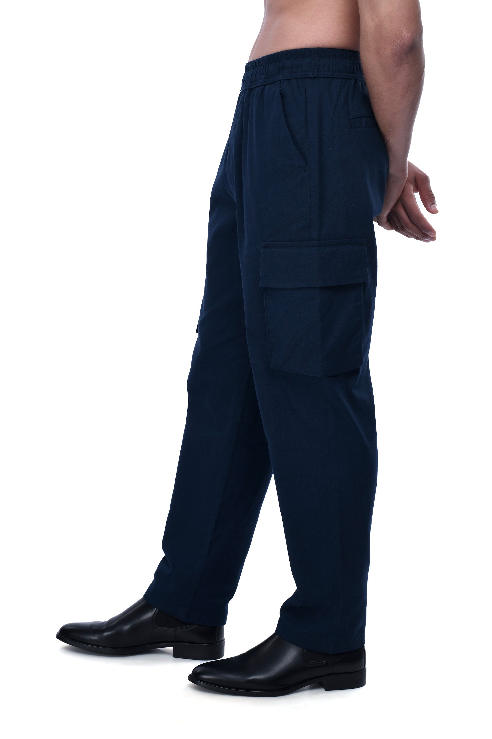 TEXTURED RELAXED FLEXIWAIST CARGO IN BLUE