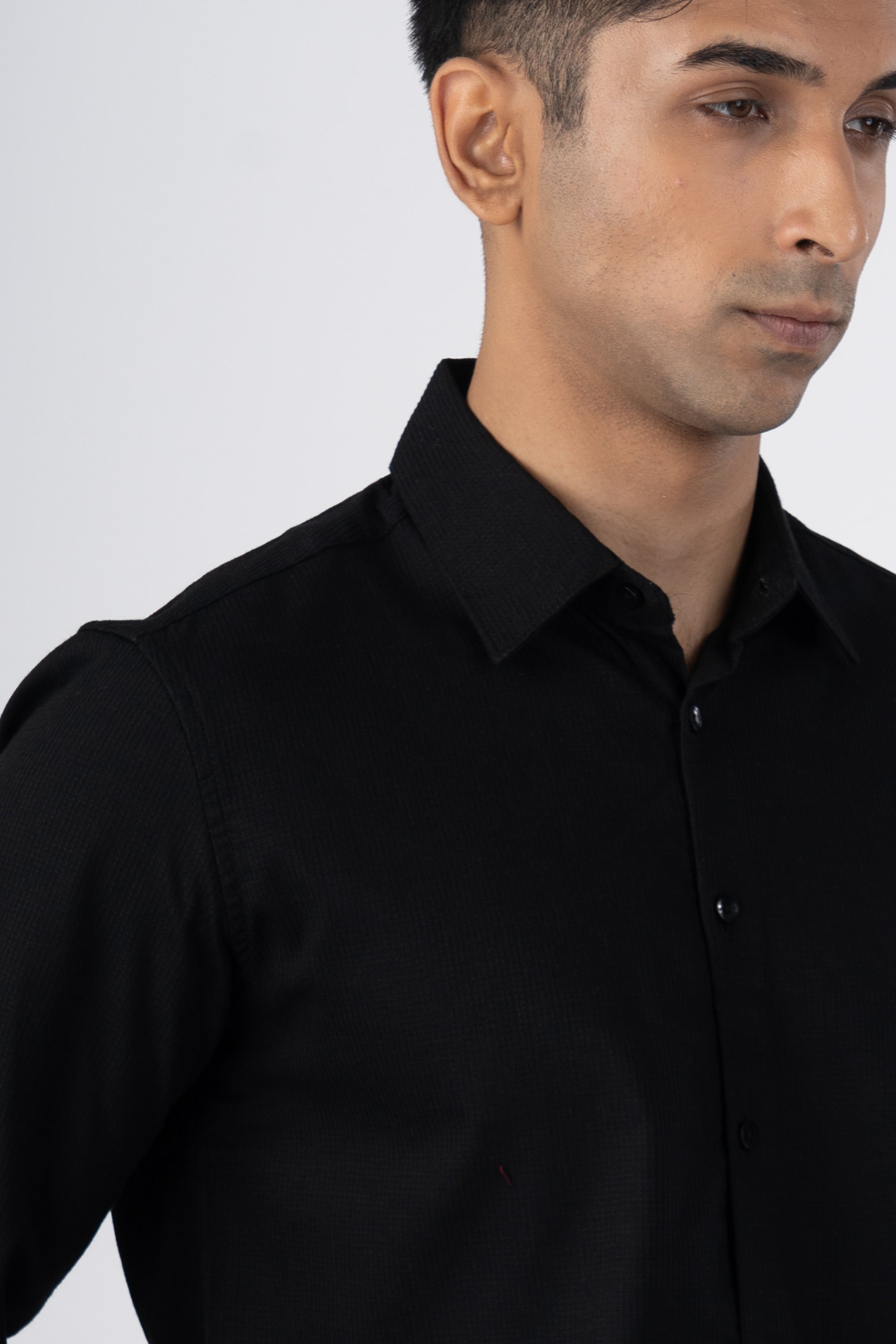 Easy Iron Textured Shirt In Black