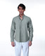 Easy Iron Textured Mandarin Shirt In Green