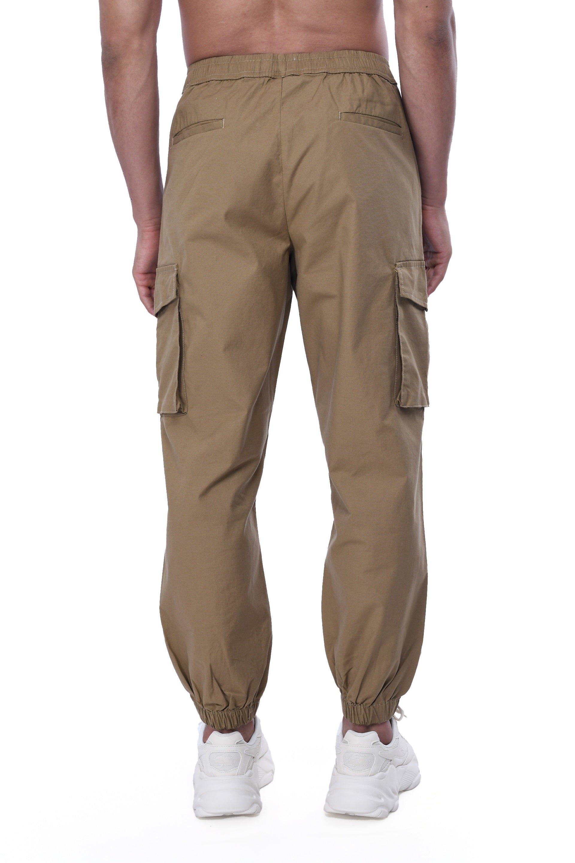 RELAXED LIGHT COTTON JOGGERS IN KHAKI