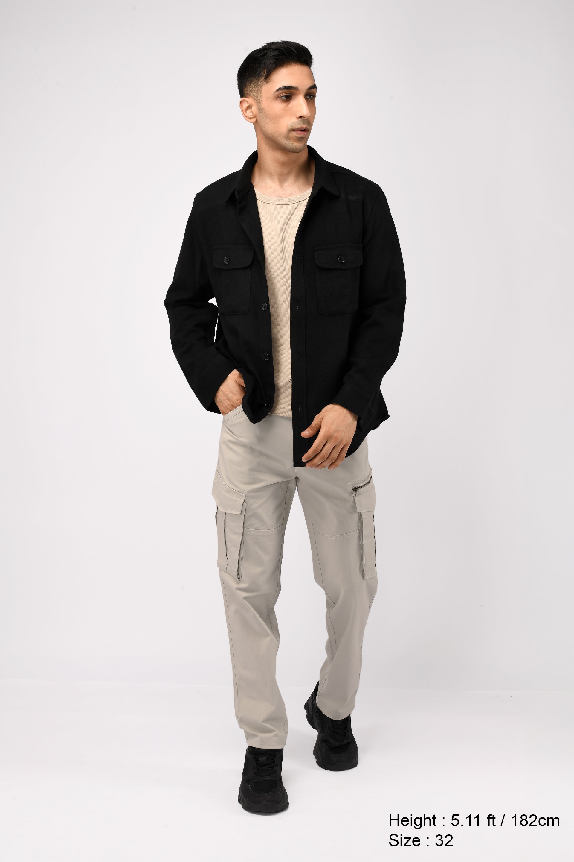 Utility Zip Tailored Cargo Pants In Light Grey