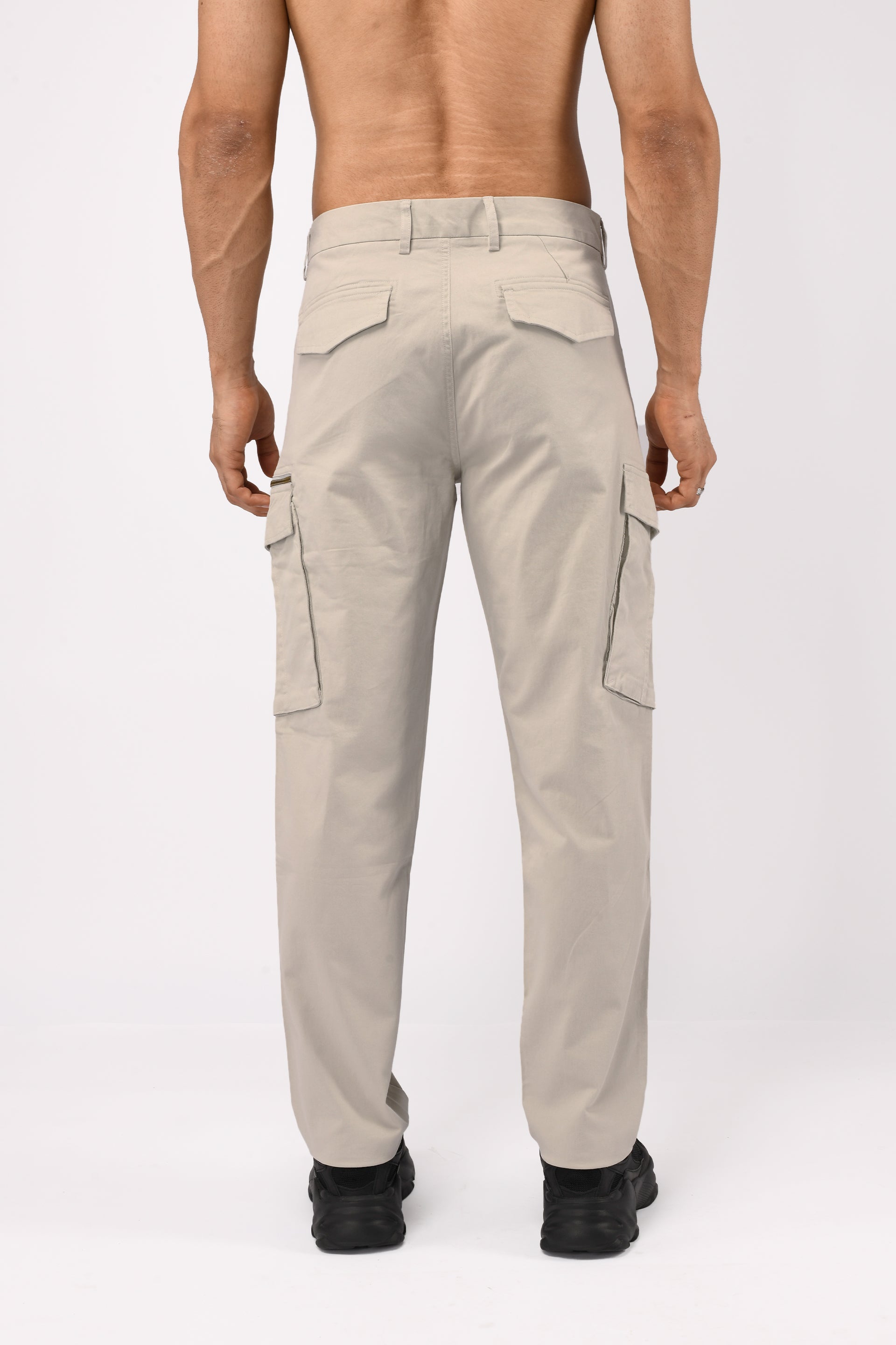 Utility Zip Tailored Cargo Pants In Light Grey