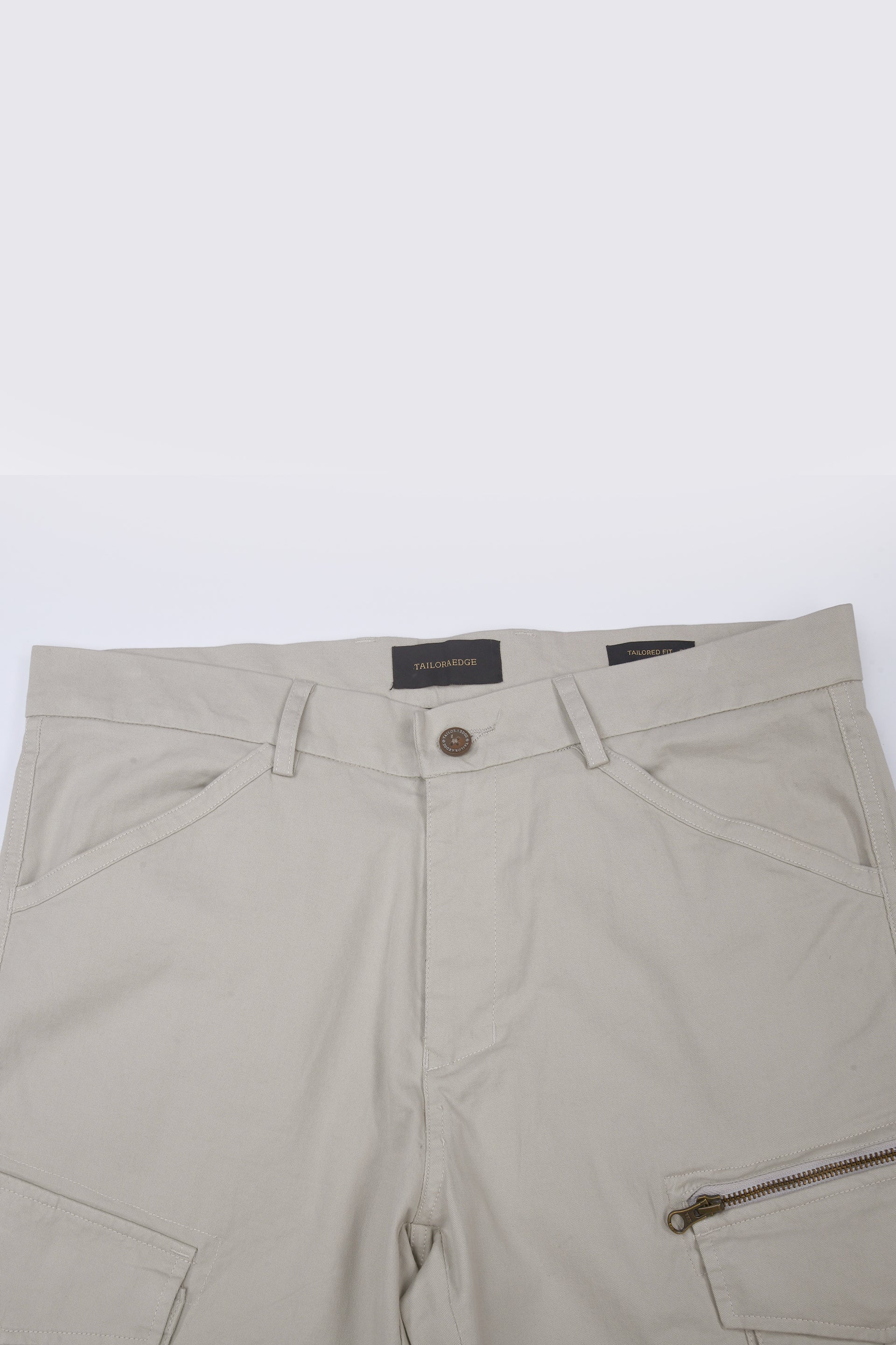 Utility Zip Tailored Cargo Pants In Light Grey