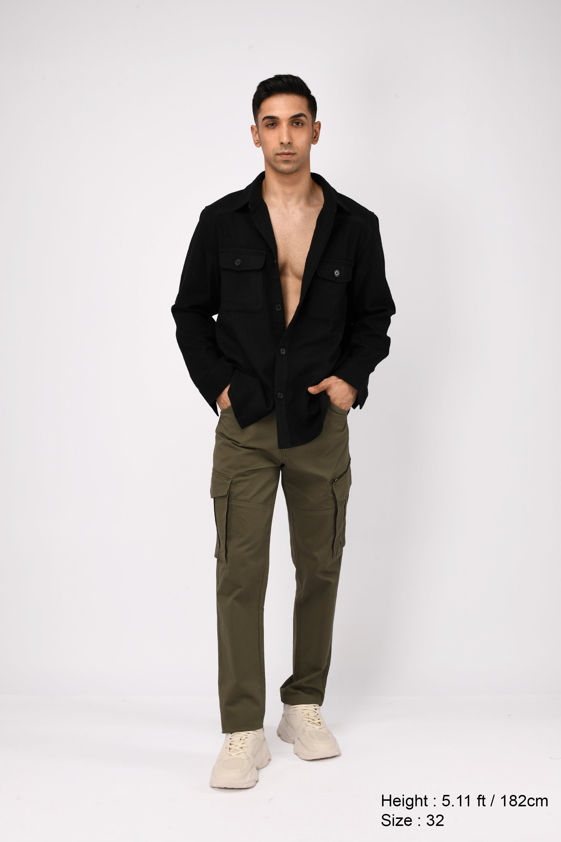 Utility Zip Tailored Cargo Pants In Olive