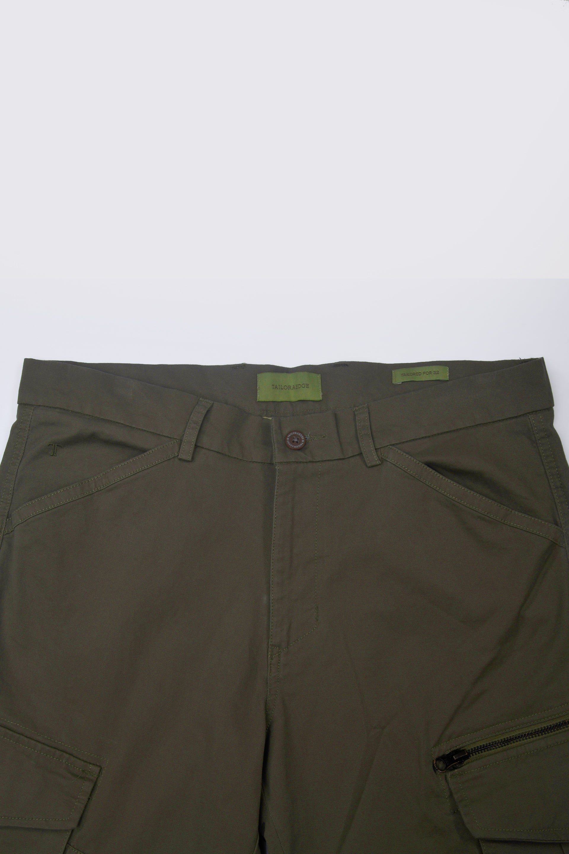 Utility Zip Tailored Cargo Pants In Olive