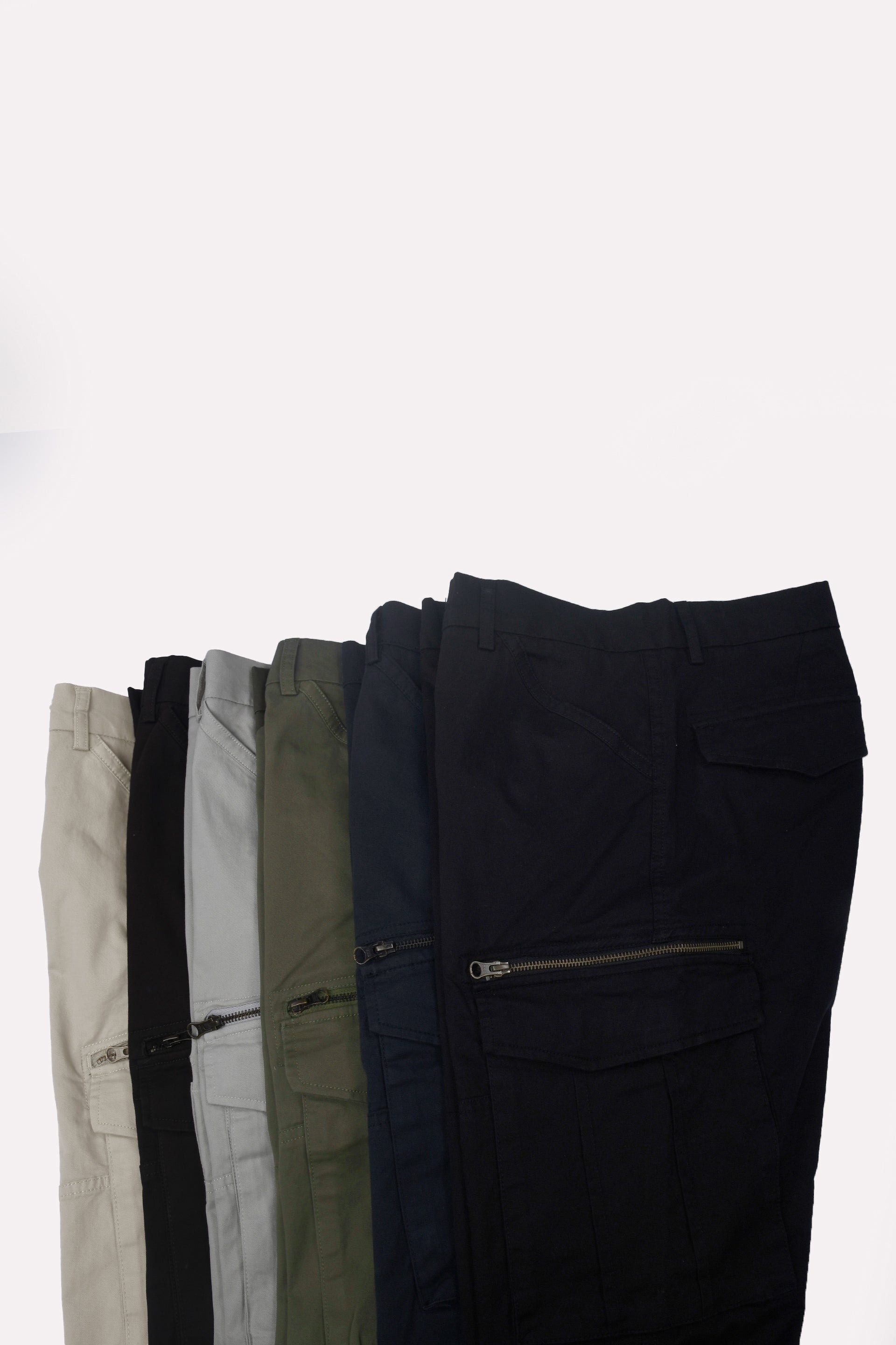 Utility Zip Tailored Cargo Pants In Olive