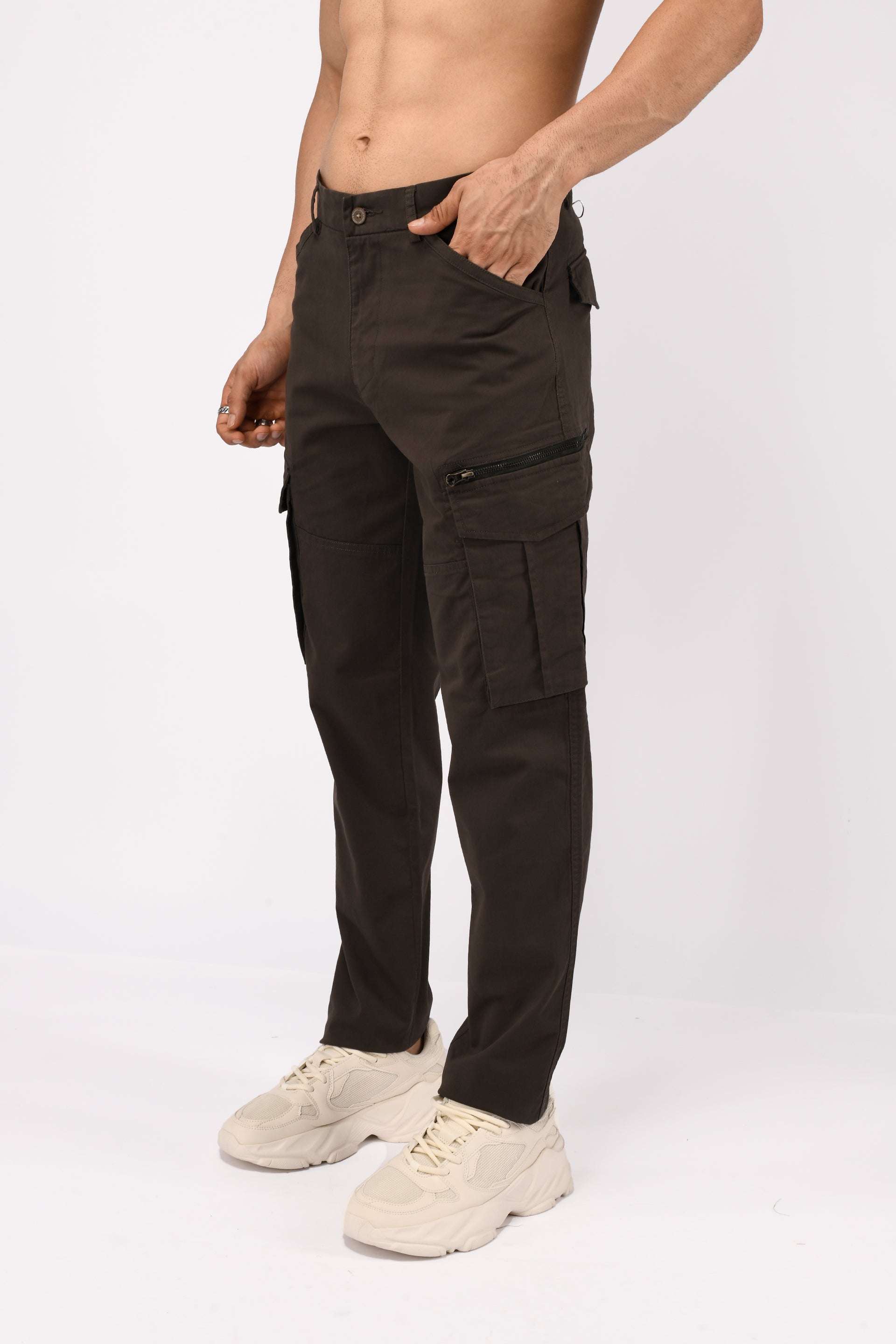 UTILITY ZIP CARGO PANTS IN DARK OLIVE