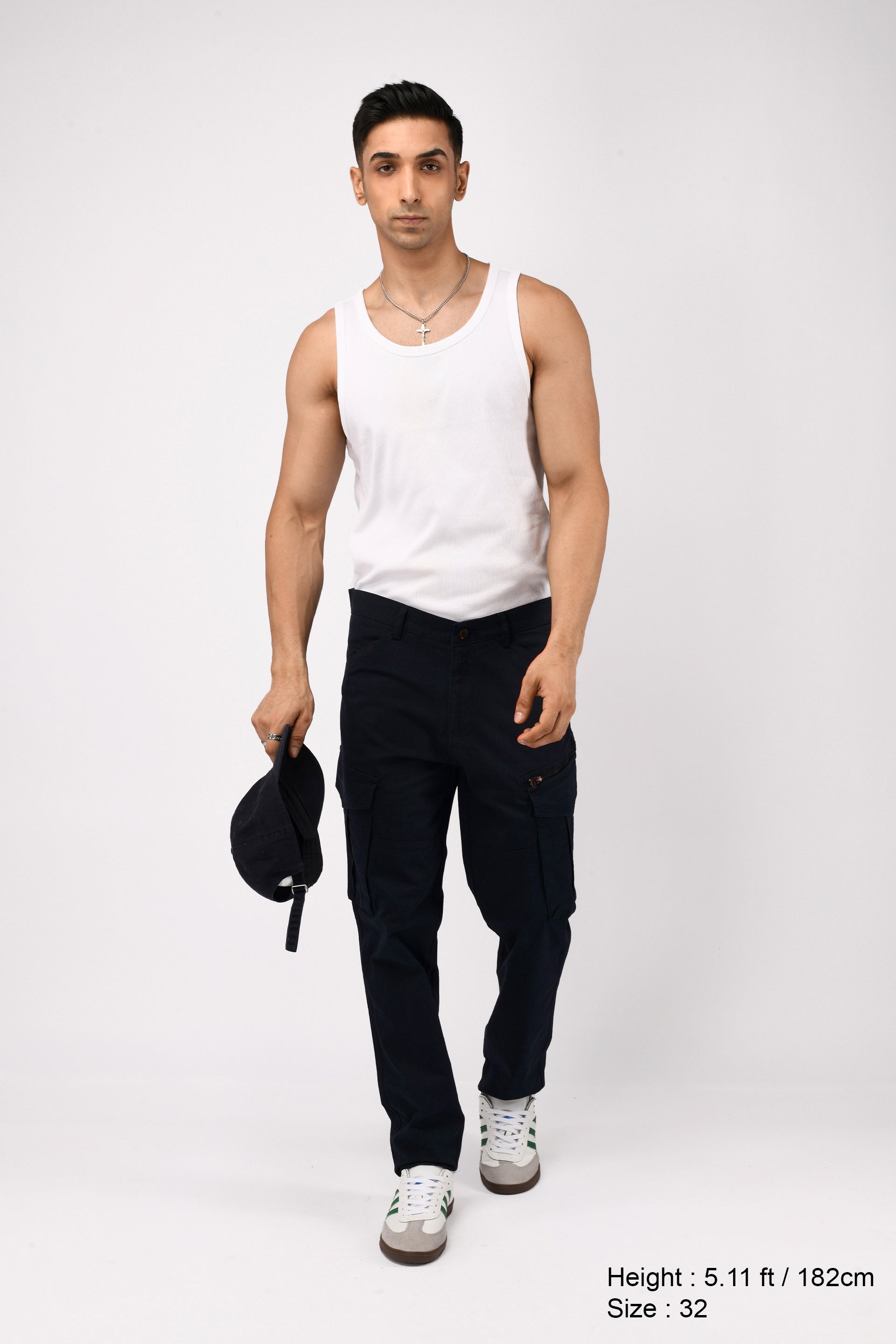 UTILITY ZIP CARGO PANTS IN NAVY