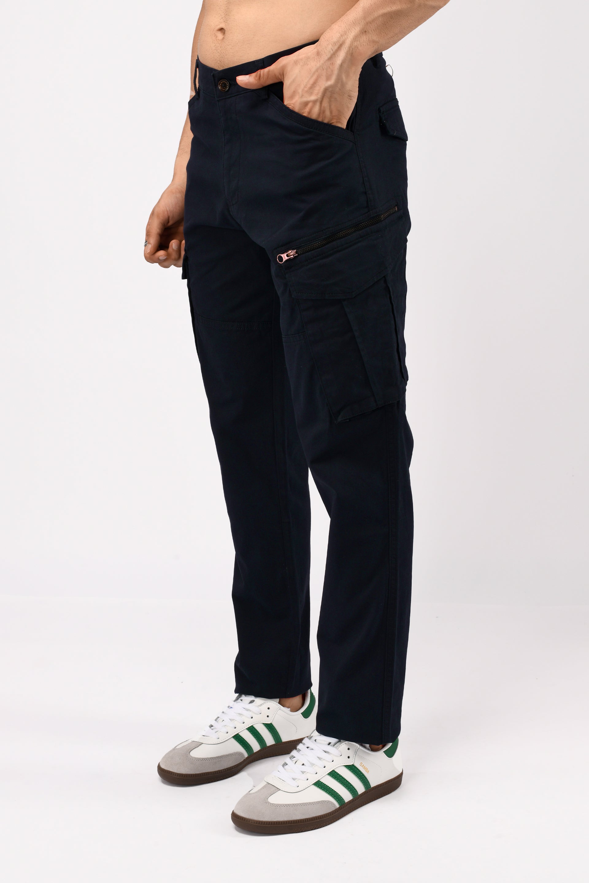 UTILITY ZIP CARGO PANTS IN NAVY