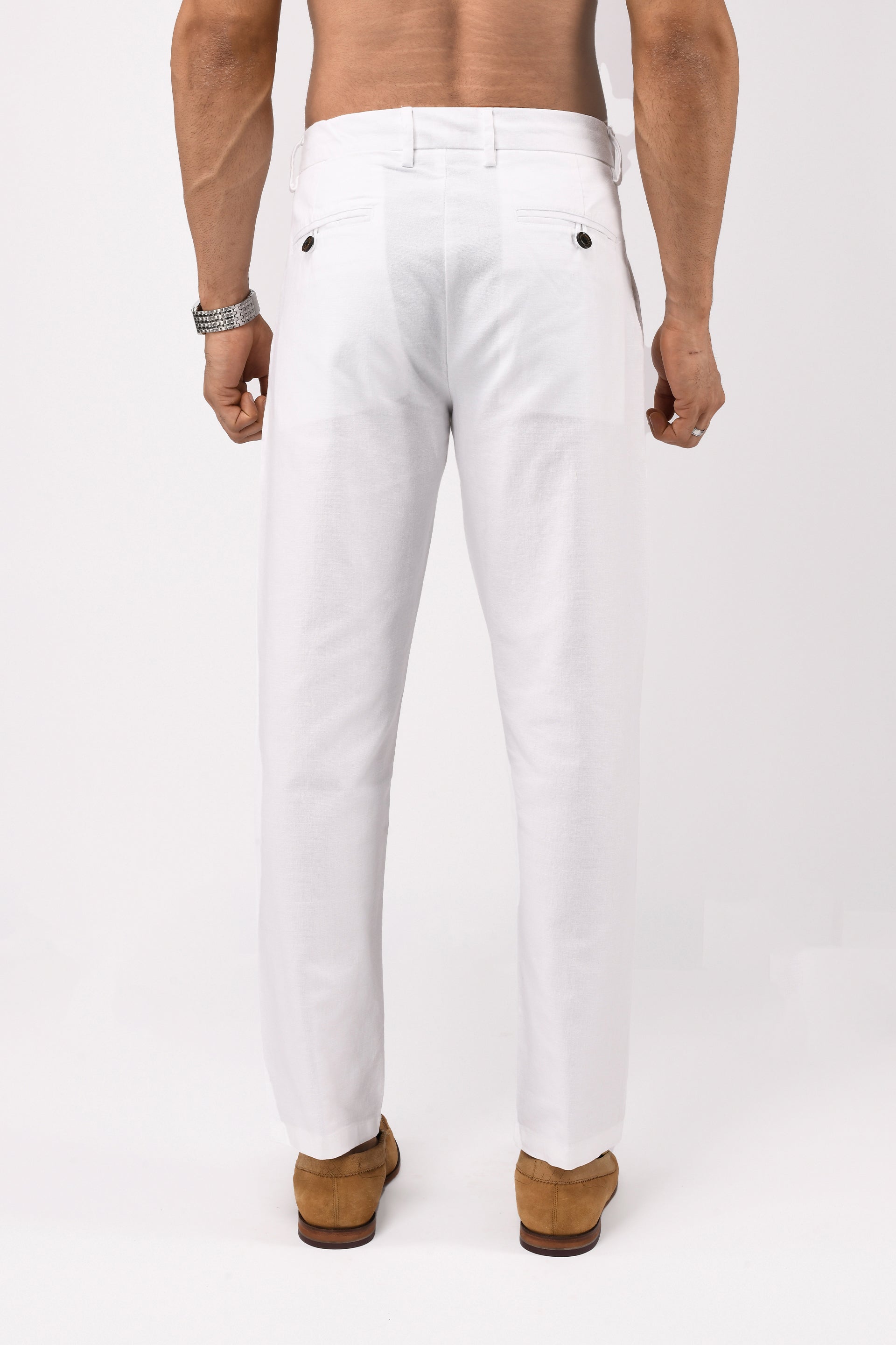 TIMELESS COTTON CHINOS- LINEN FEELS IN WHITE