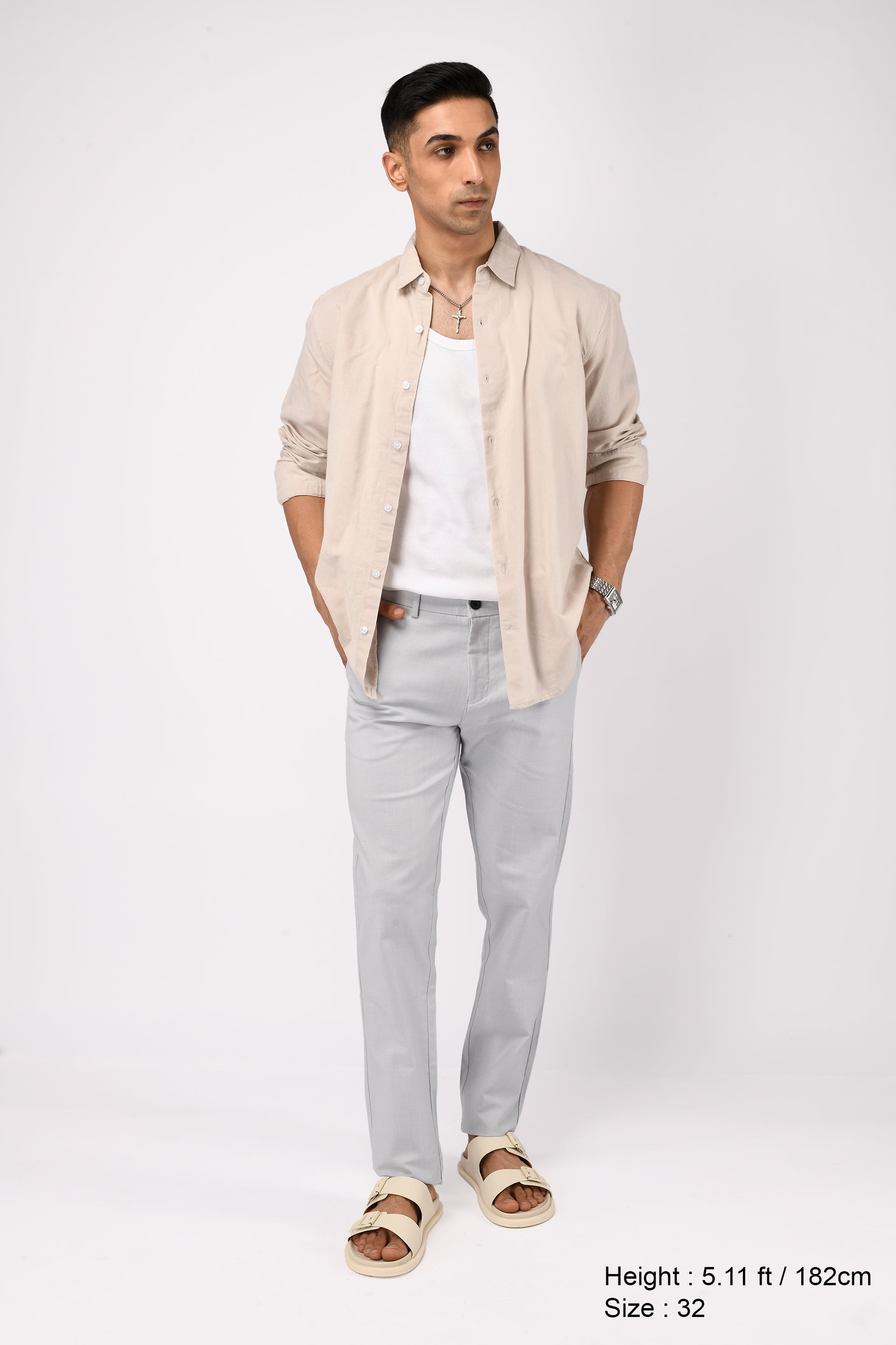 TIMELESS COTTON CHINOS- LINEN FEELS IN SKY BLUE