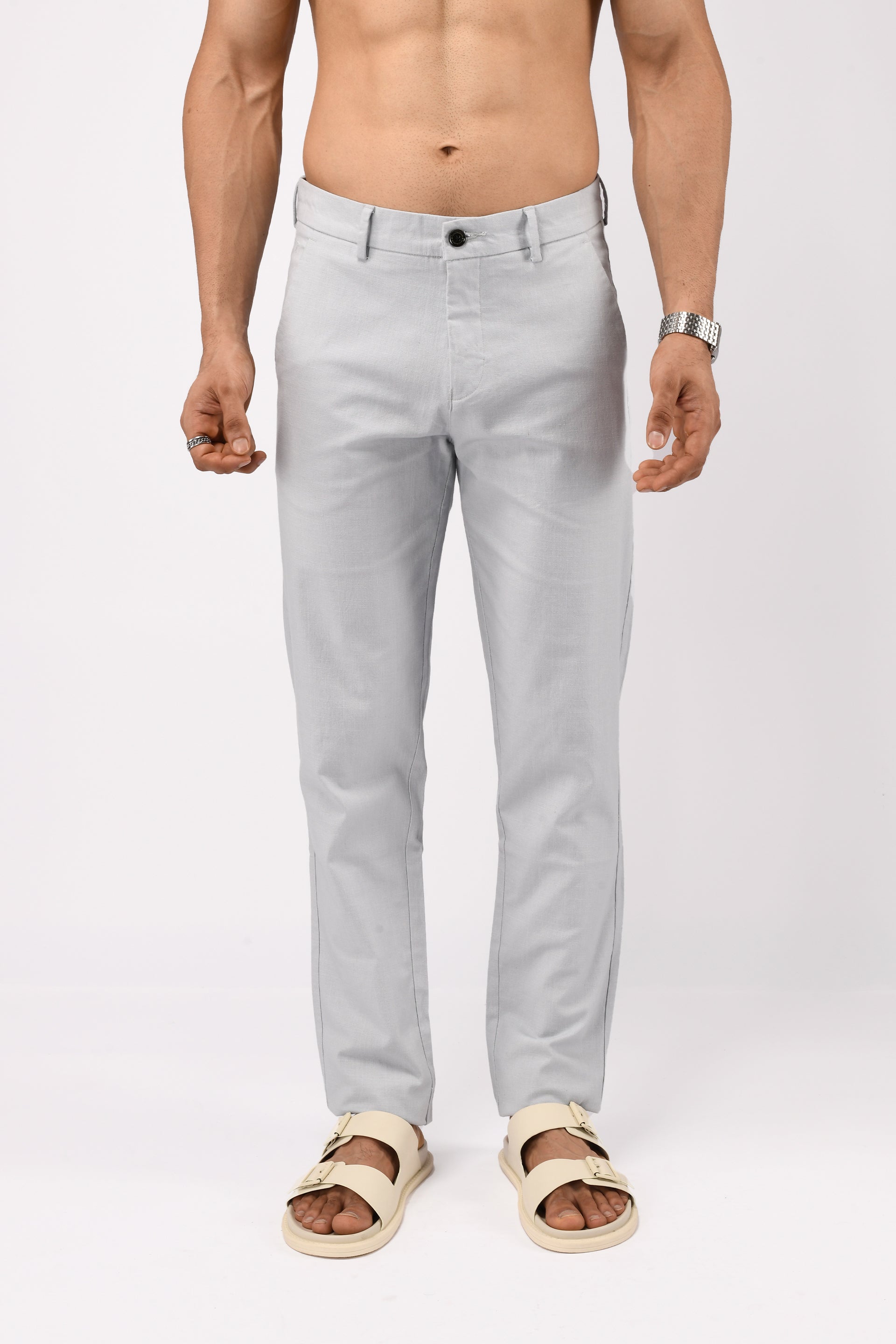TIMELESS COTTON CHINOS- LINEN FEELS IN SKY BLUE