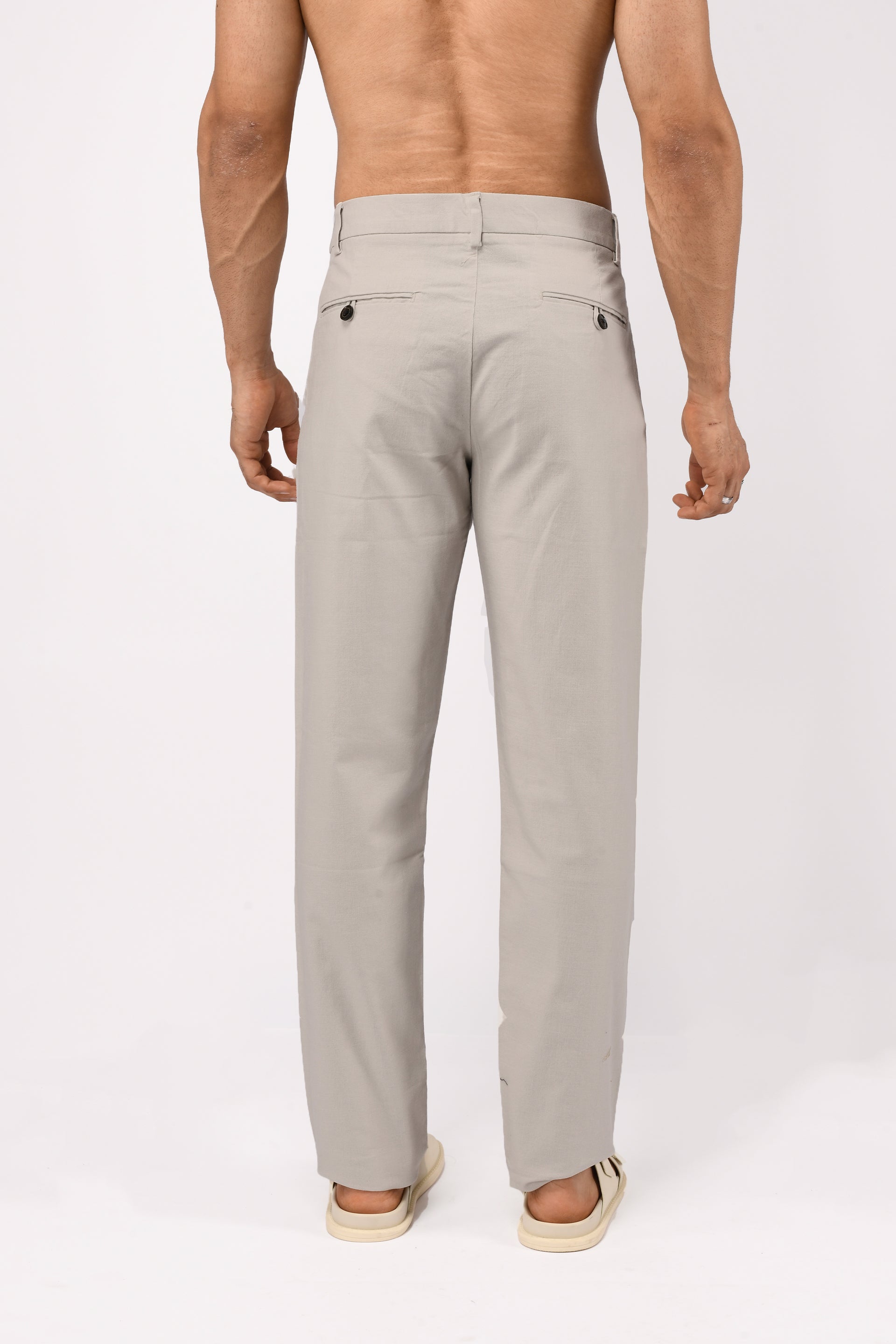 TIMELESS COTTON CHINOS- LINEN FEELS IN LIGHT GREY