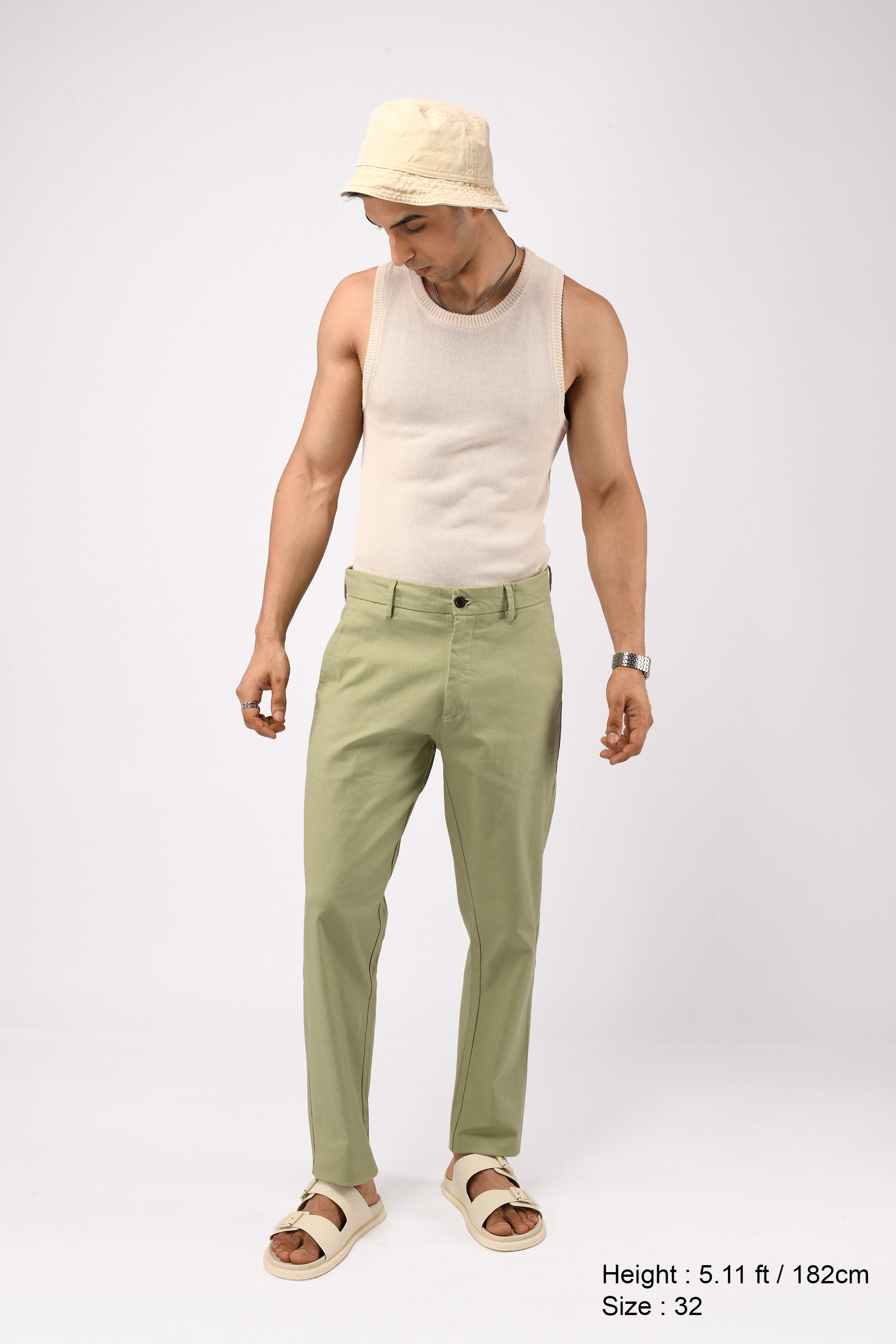 TIMELESS COTTON CHINOS- LINEN FEELS IN PISTACHIO