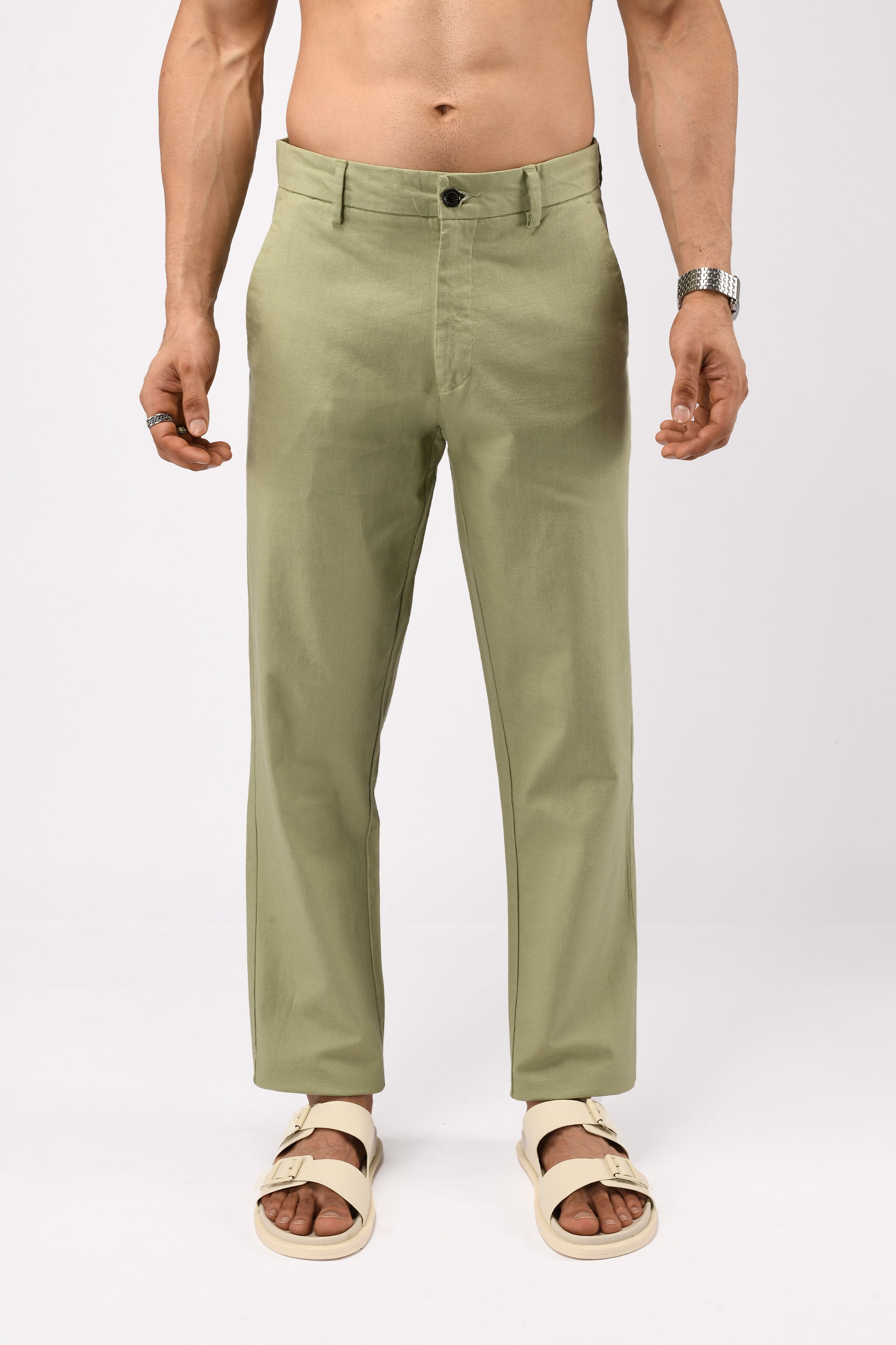 TIMELESS COTTON CHINOS- LINEN FEELS IN PISTACHIO
