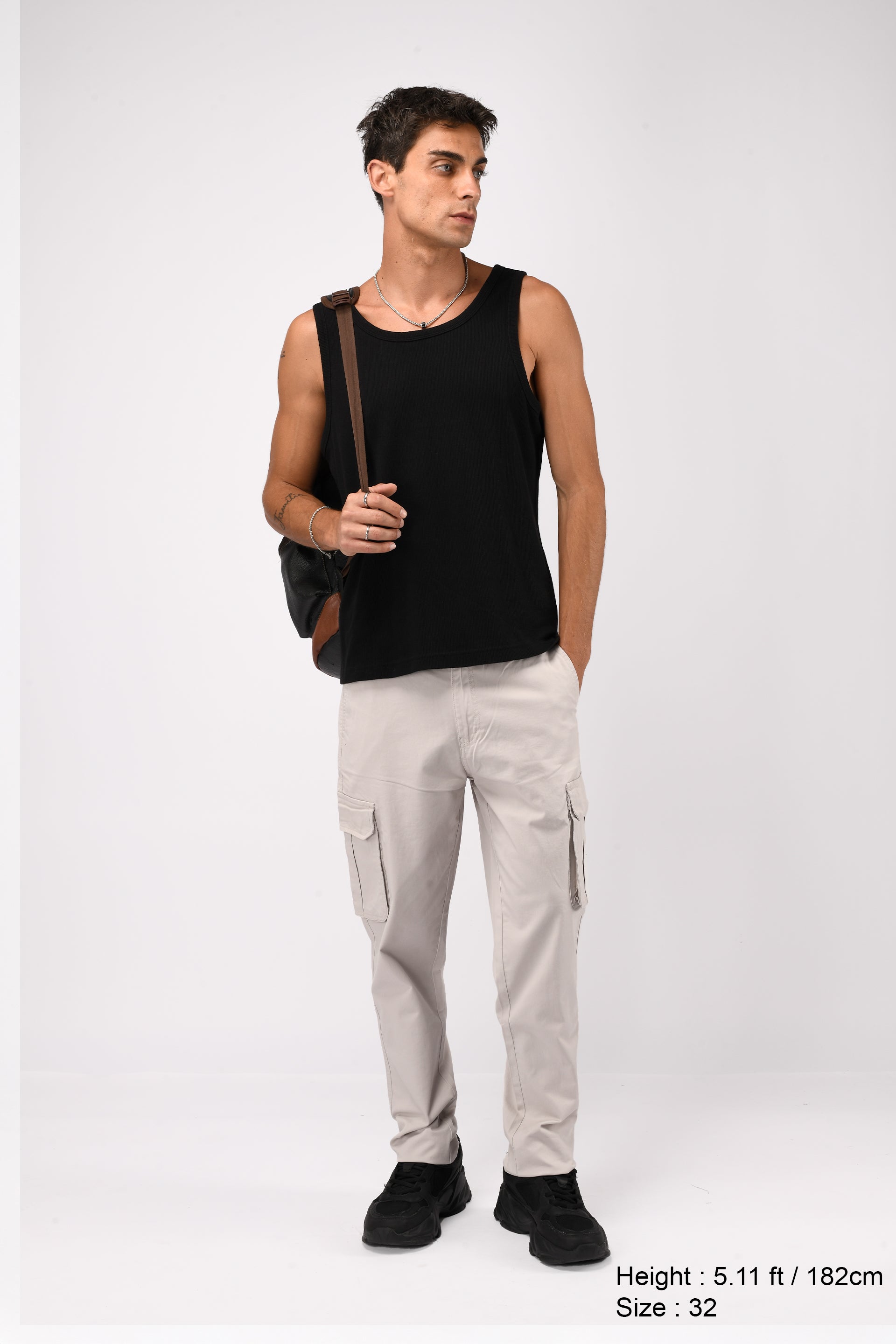 ELEVATED TWILL TAILORED CARGO PANTS IN ECRU