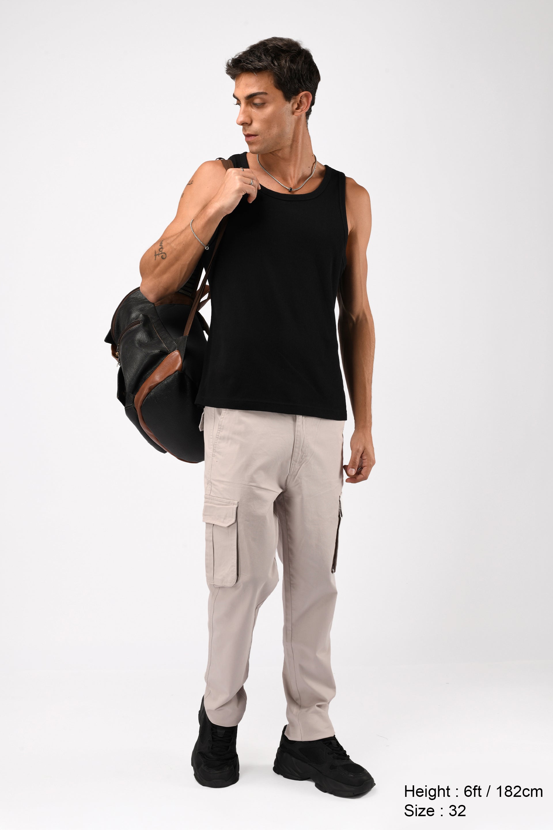 ELEVATED TWILL TAILORED CARGO PANTS IN ECRU
