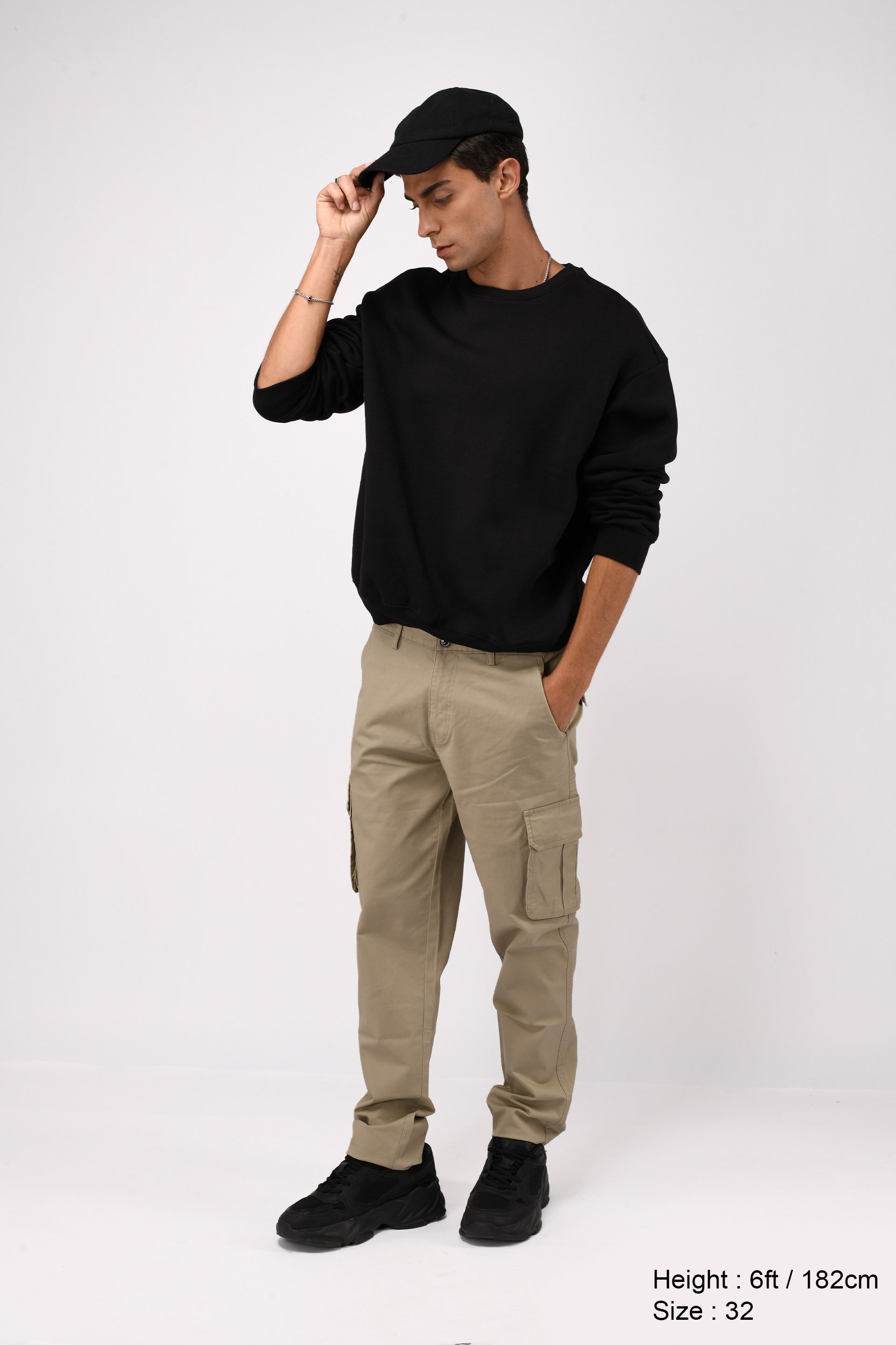 ELEVATED TWILL TAILORED CARGO PANTS IN BEIGE